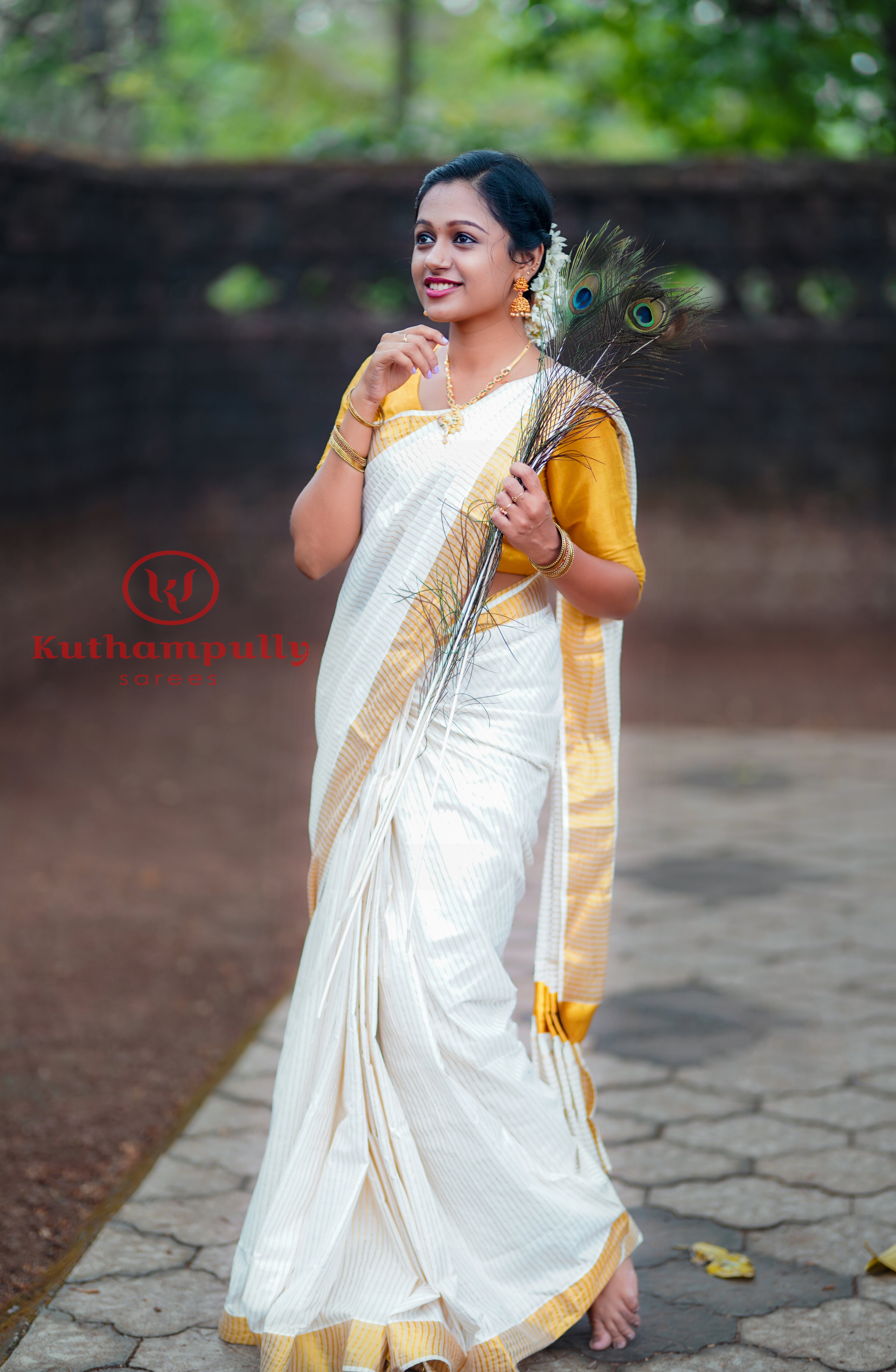 Kuthampully Full Stripe Saree Kerala saree 6.25mtr
