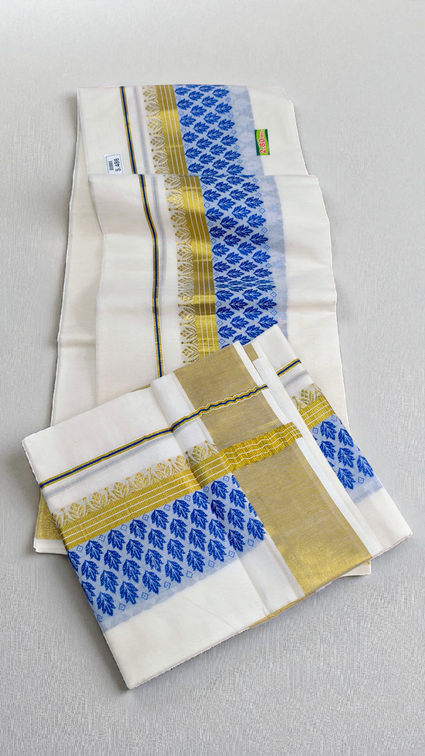Kuthampully Premium Bhel Border Design Set Mundu extra length with exclusive design