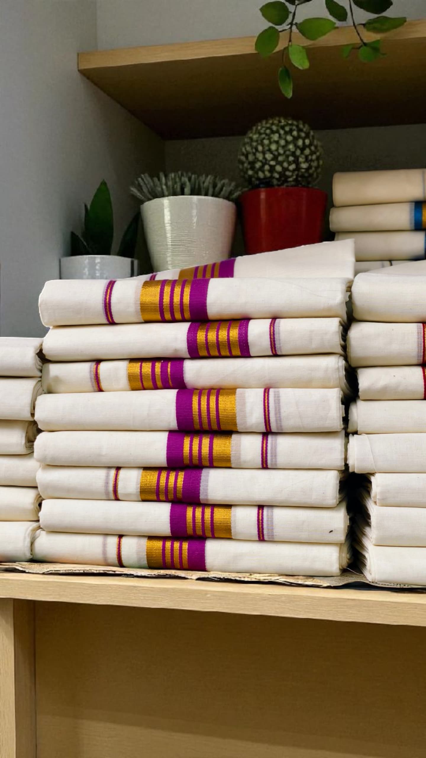 Cotton Set Mundu fancy border extra length | Kuthampully