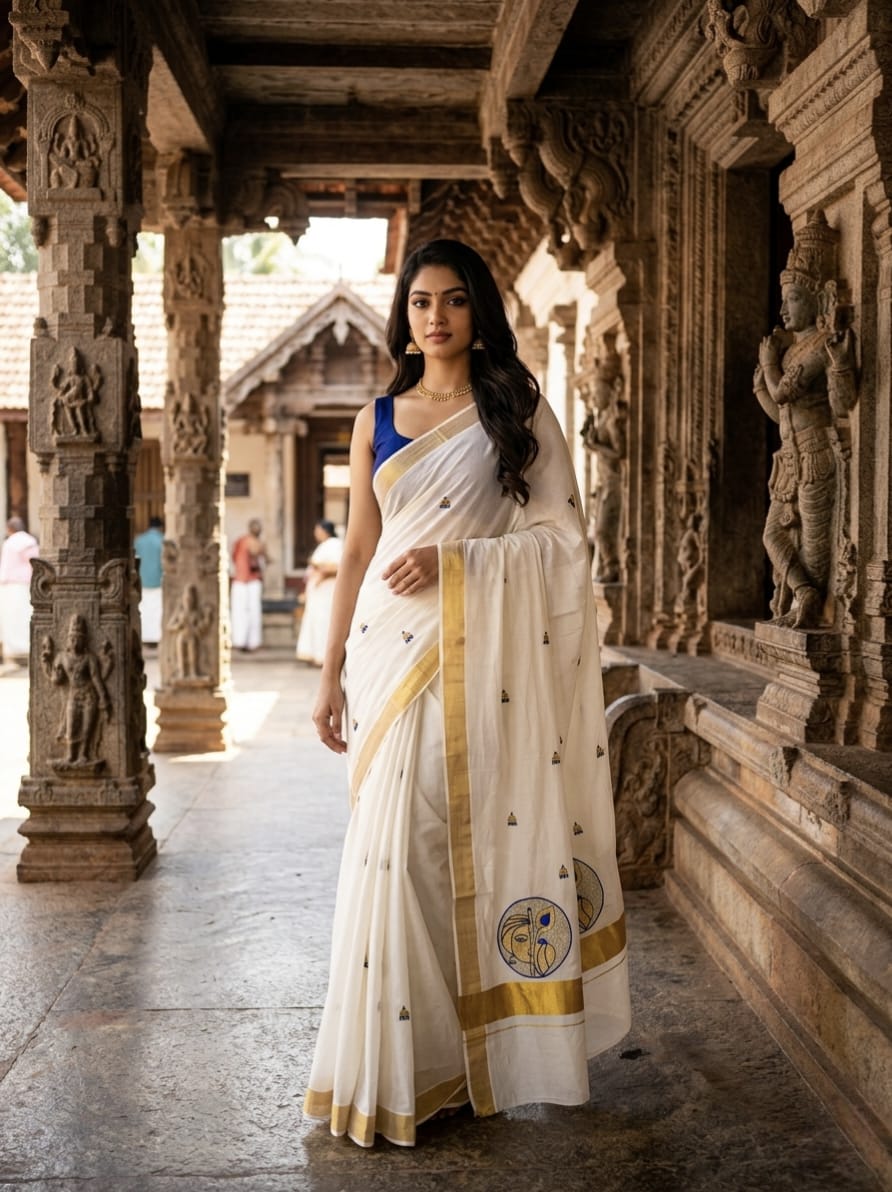 Pure Cotton Embroidery Saree Full body with blouse