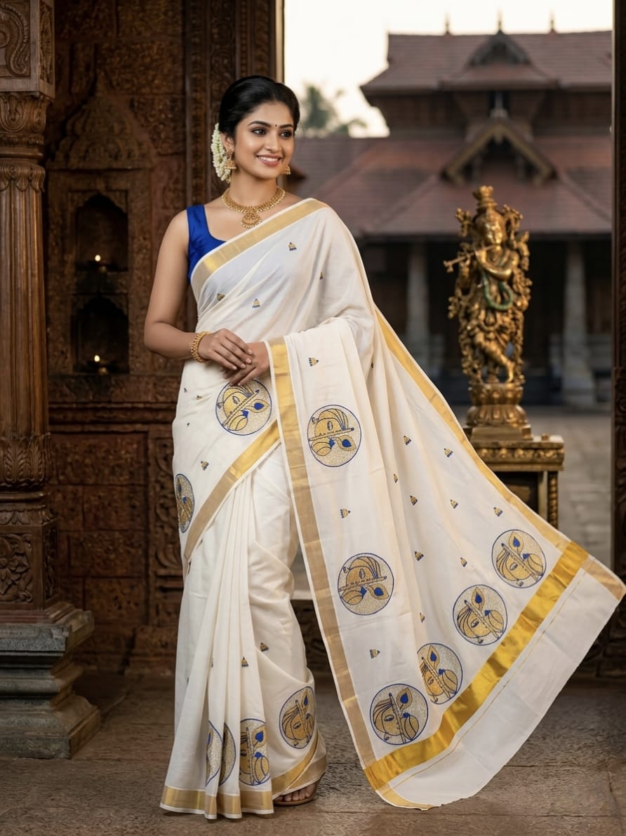 Pure Cotton Embroidery Saree Full body with blouse