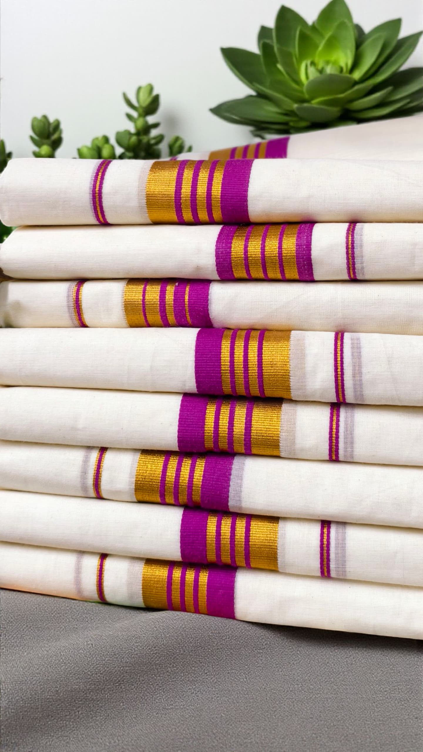 Cotton Set Mundu fancy border extra length | Kuthampully