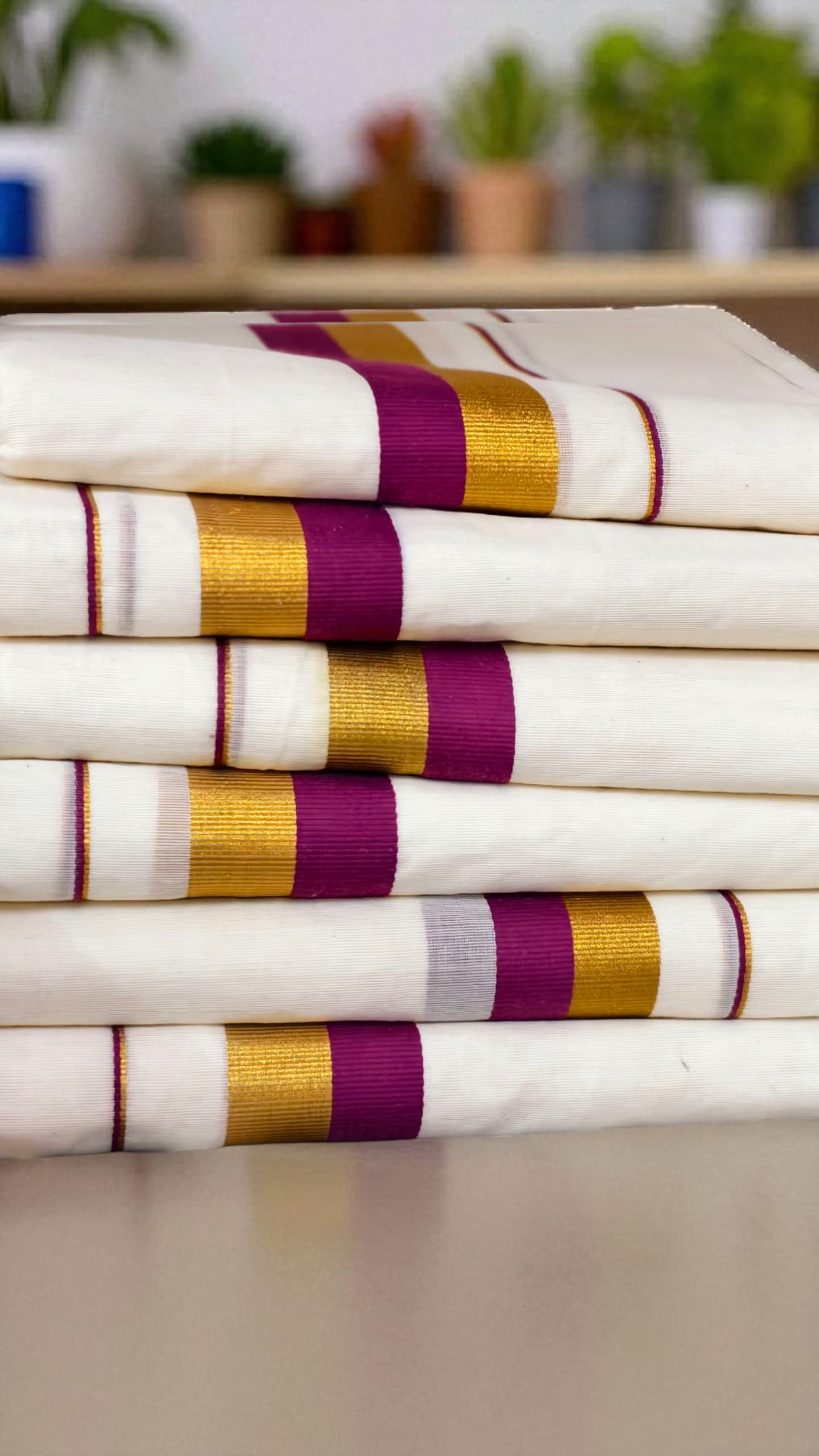 Cotton Set Mundu fancy border extra length | Kuthampully