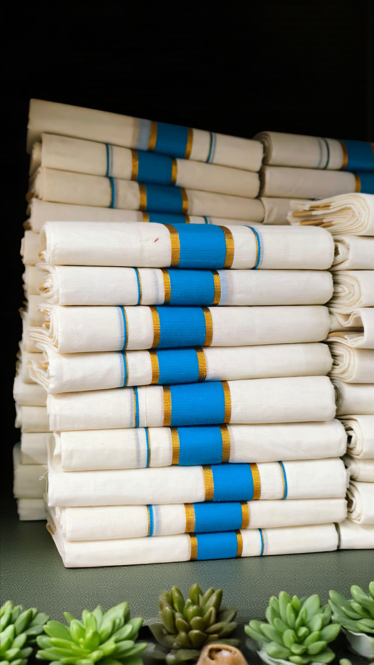 Cotton Set Mundu fancy border extra length | Kuthampully