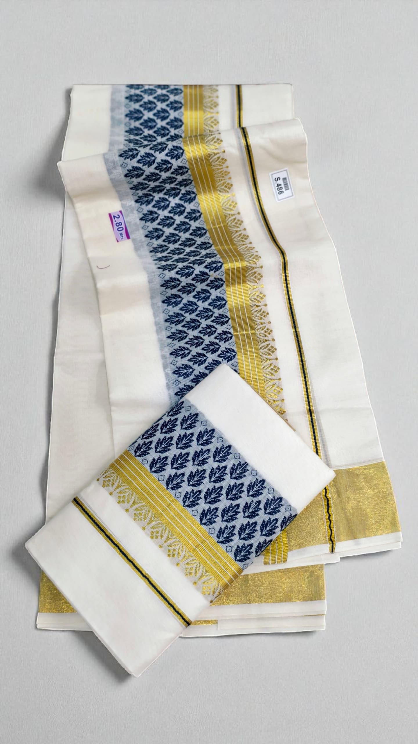 Kuthampully Premium Bhel Border Design Set Mundu extra length with exclusive design