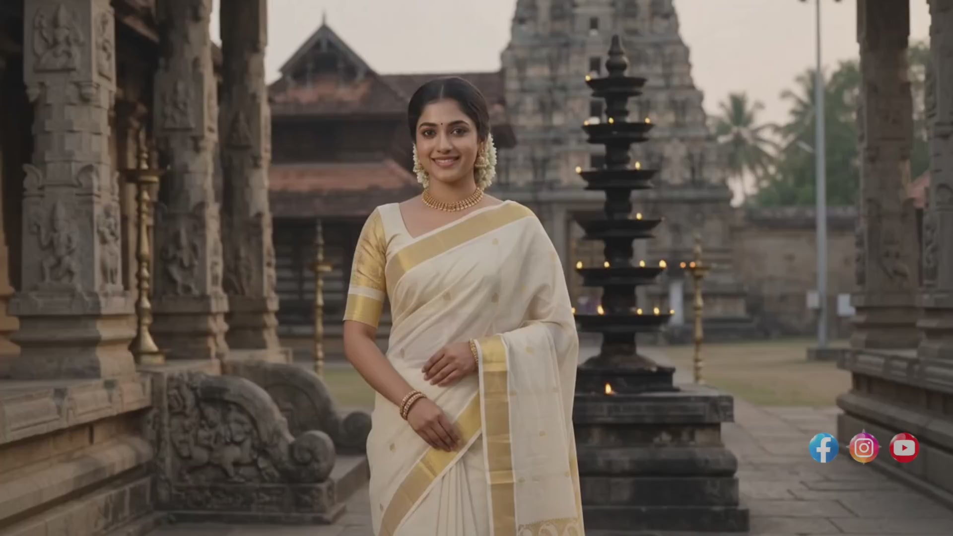 Kuthampully Handloom replica temple wear onam saree with blouse