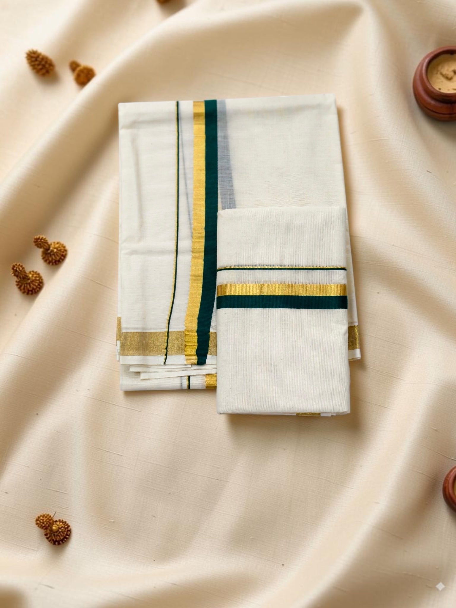 Premium Cotton set mundu 1 inch border extra length
