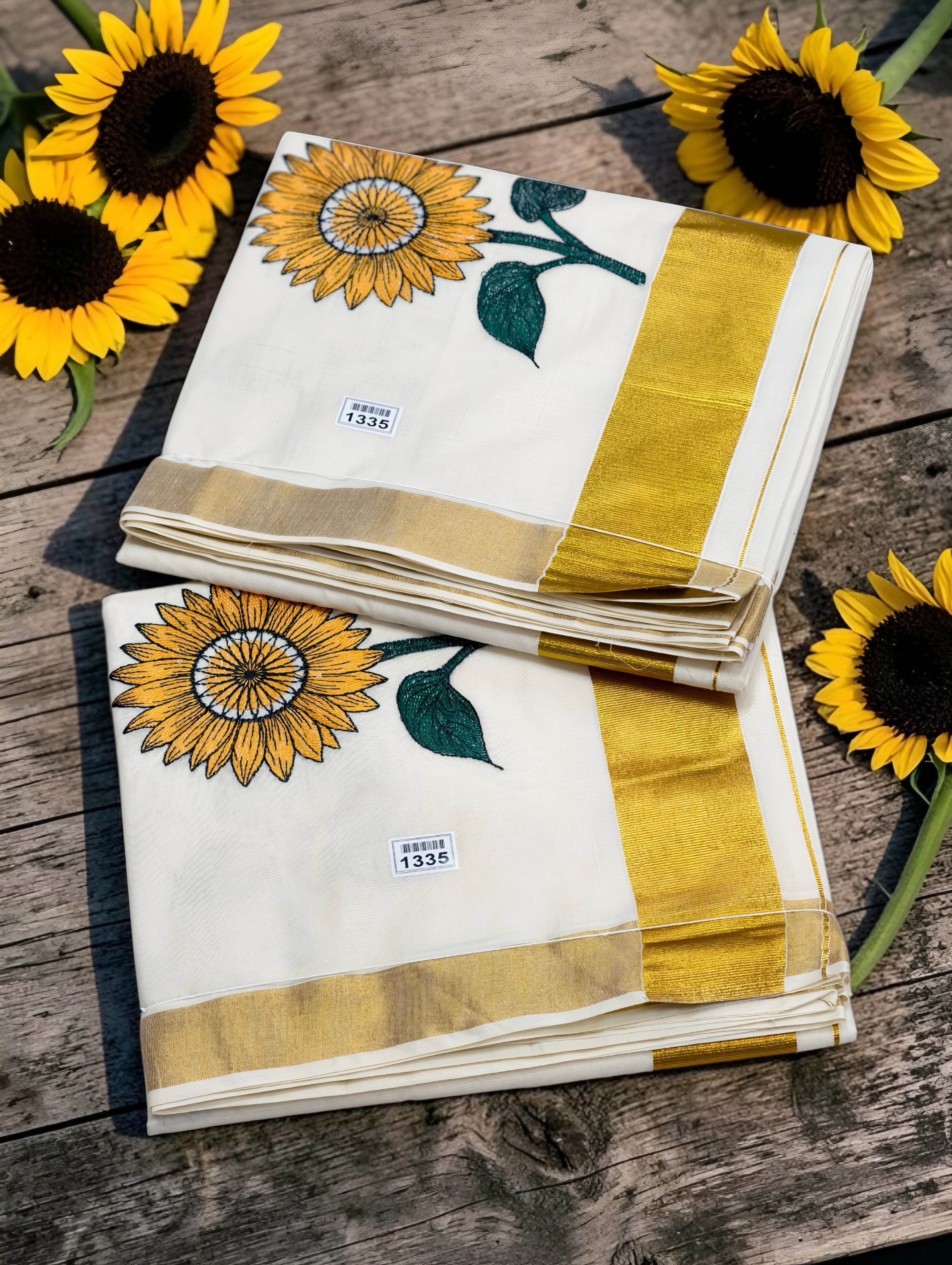 Trending Sunflower Saree exclusive for onam