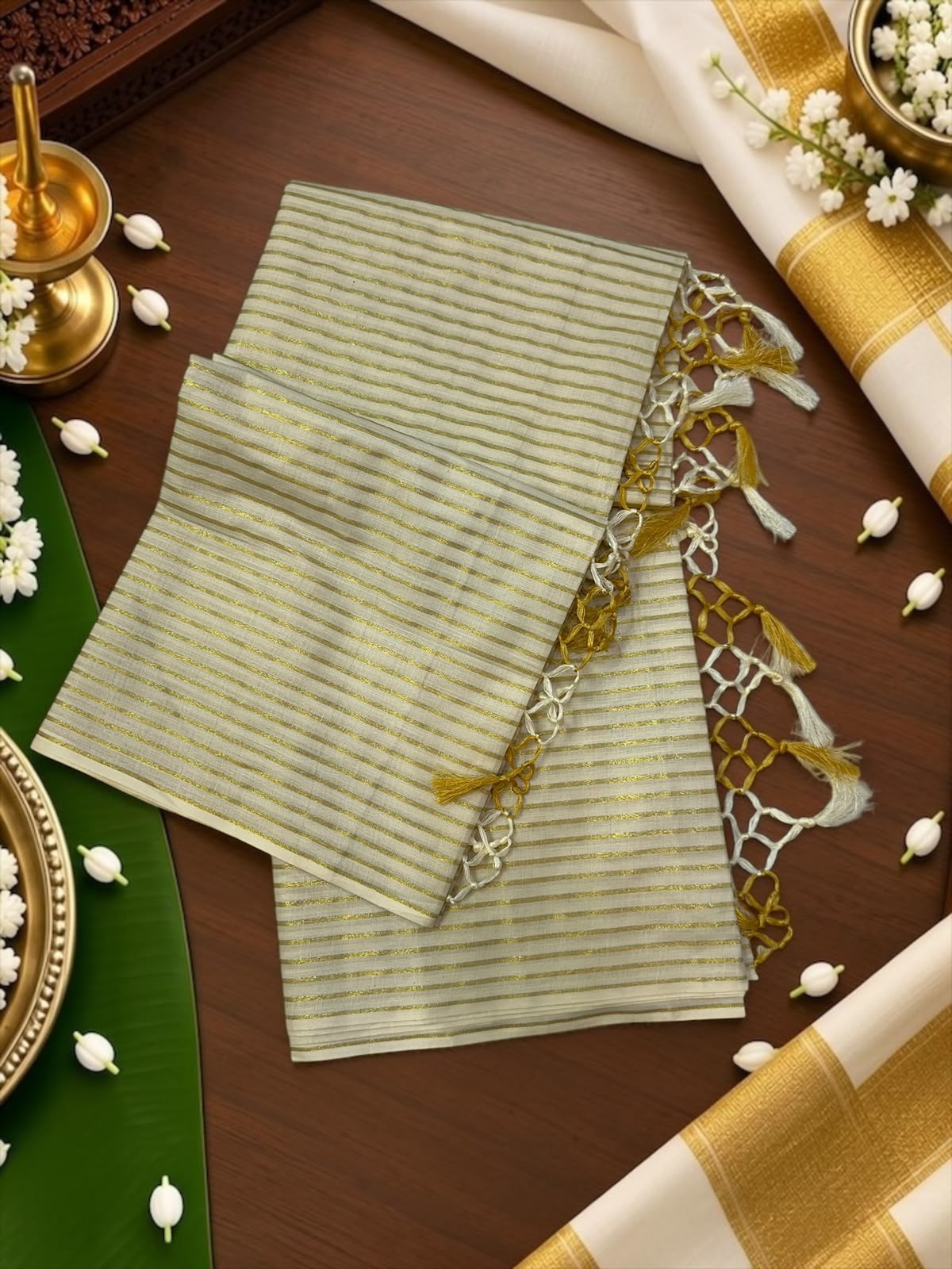 Mul cotton Inspired Full body stripe saree with blouse