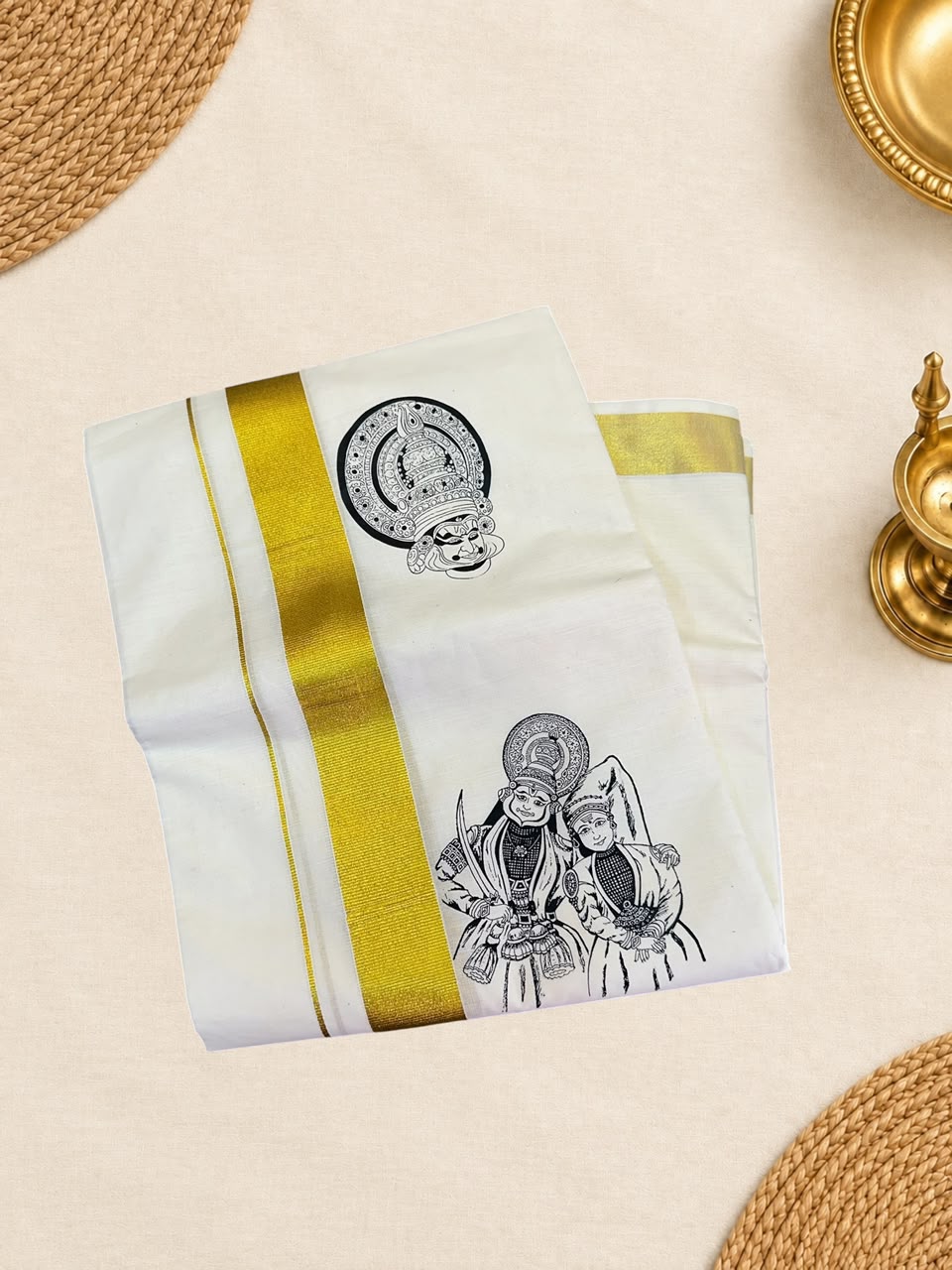 Kerala Traditional Cotton Dhoti with design