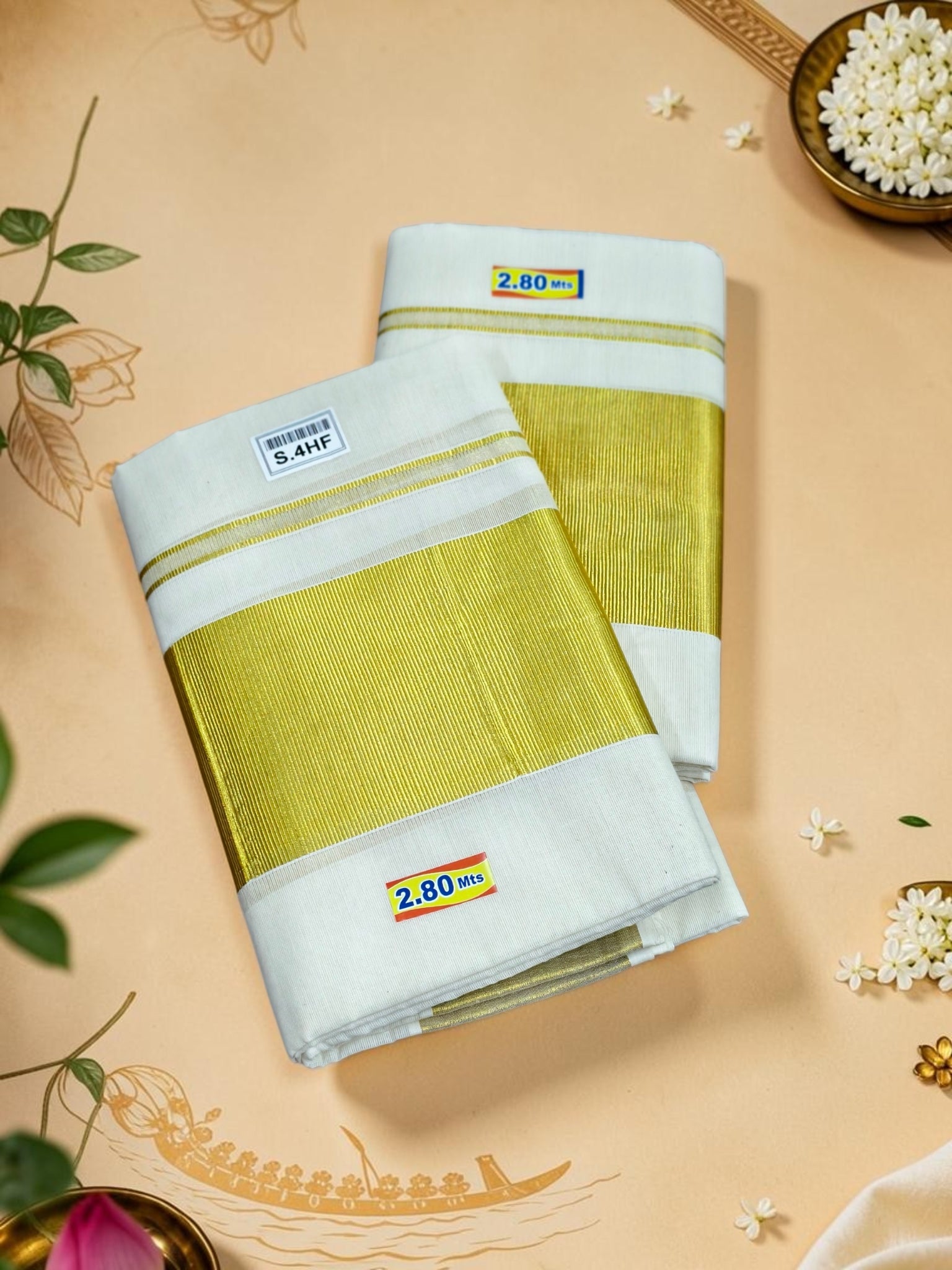 Handloom Kasavu Pure quality Set mundu _ extra length