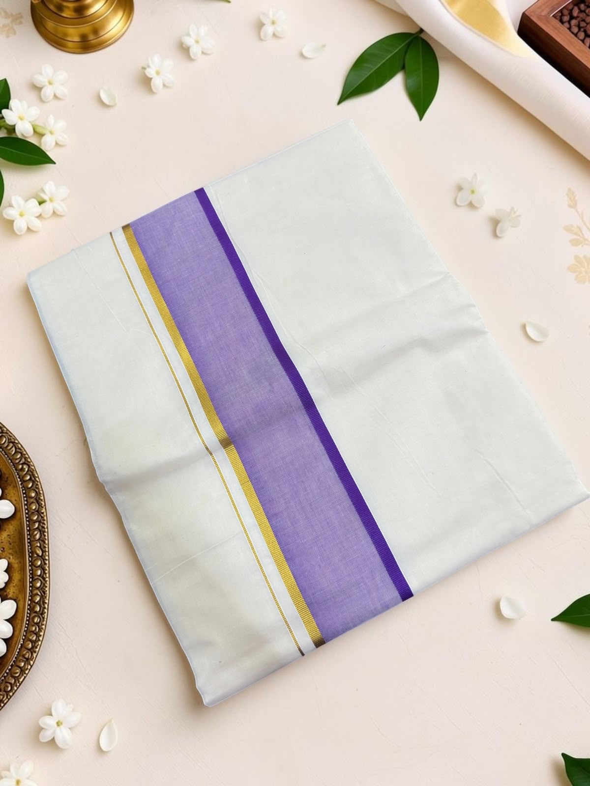 Cotton elegant set saree with color border blouse included