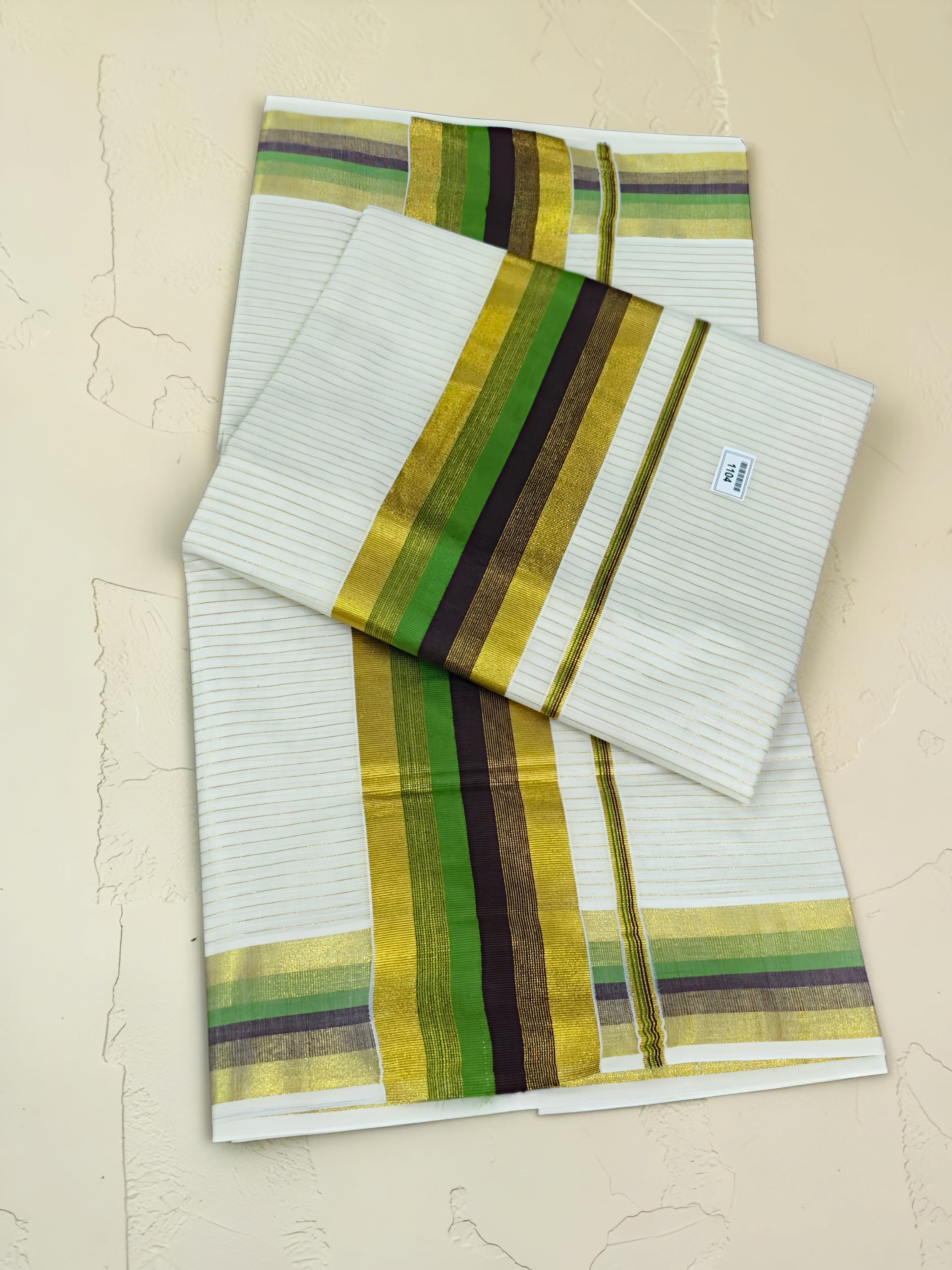 Premium Set saree with traditional color border and Stripe