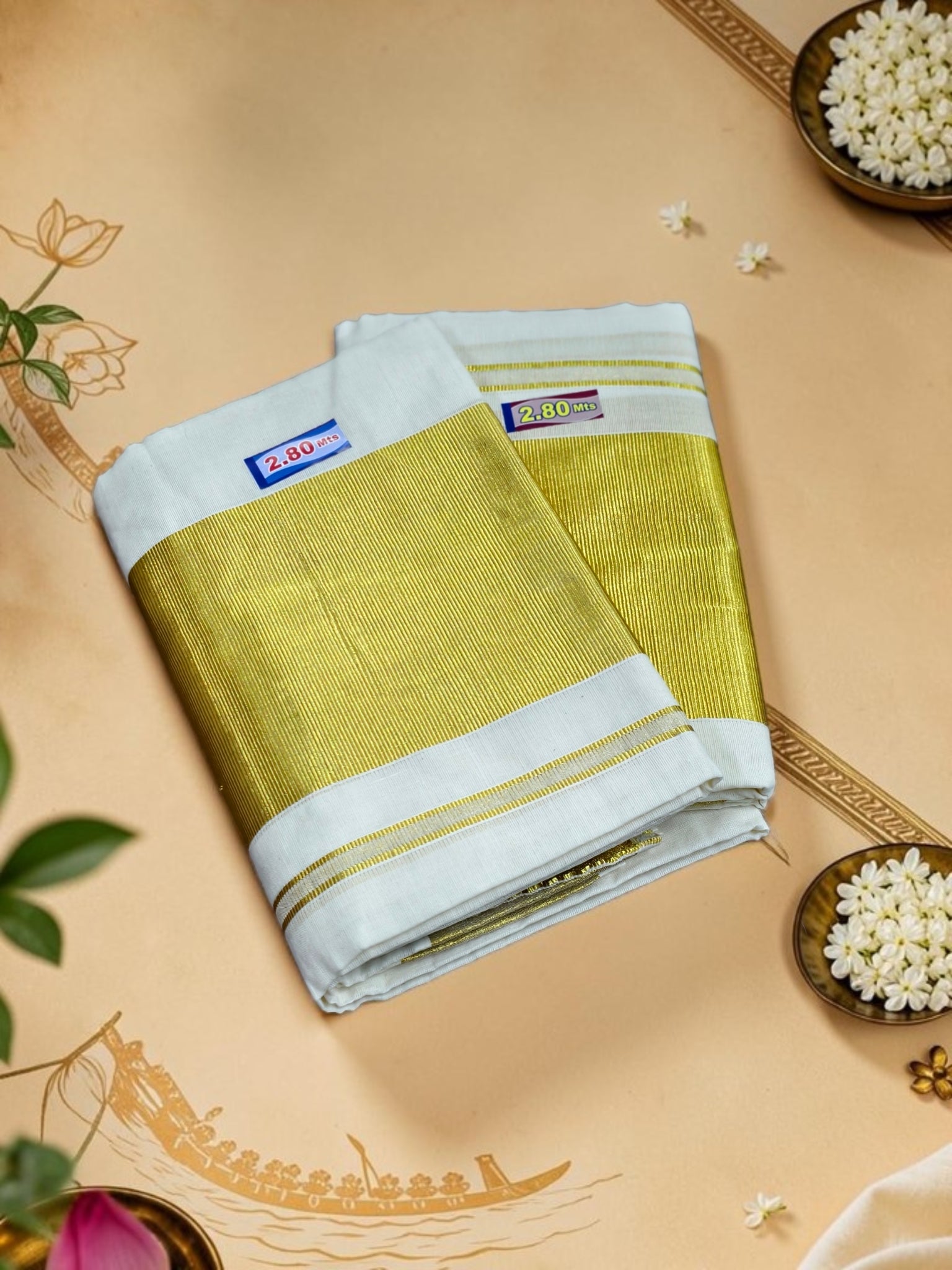 Handloom Kasavu Pure quality Set mundu _ extra length