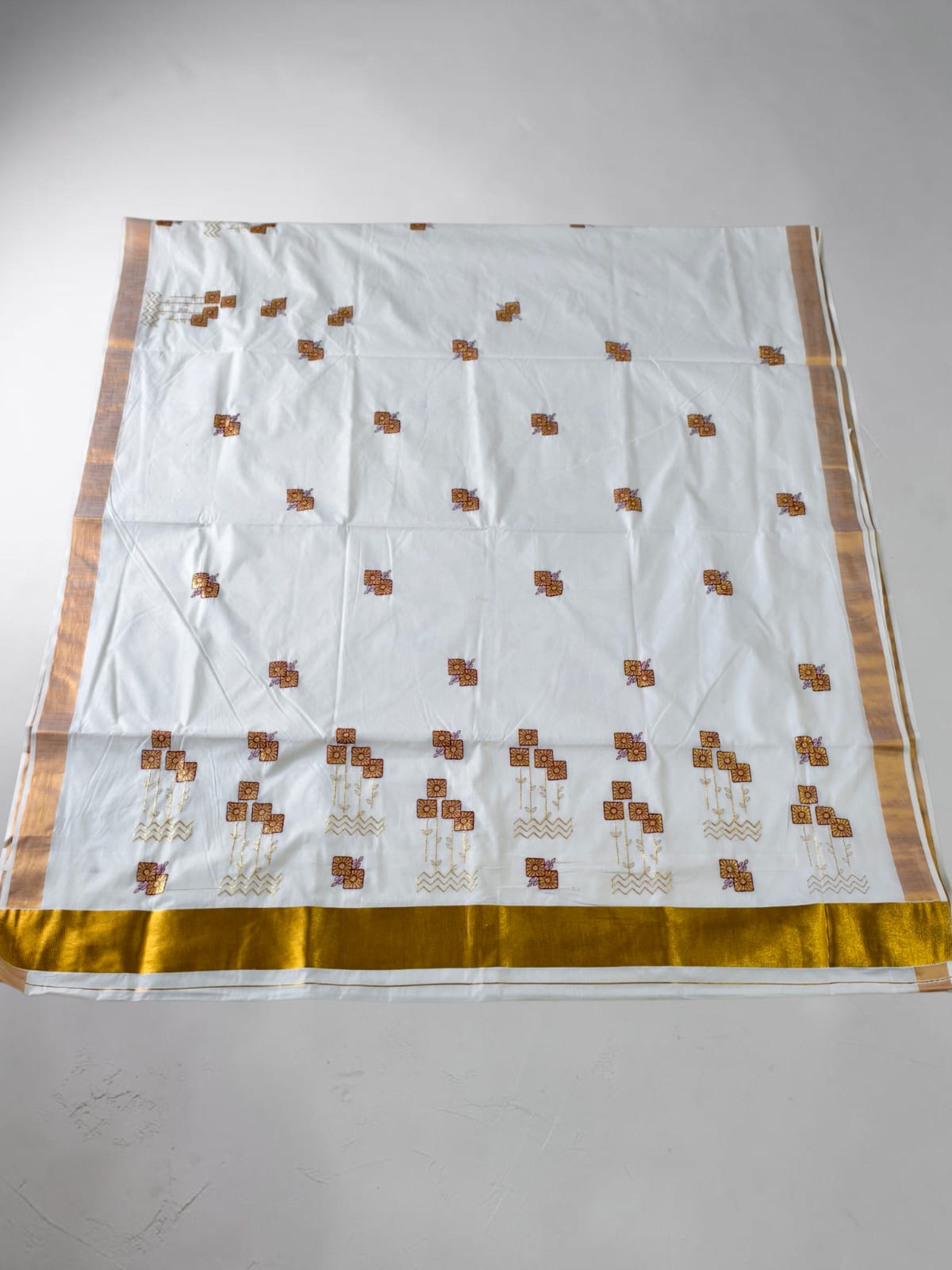 Pure Cotton Embroidery Saree Full body with blouse