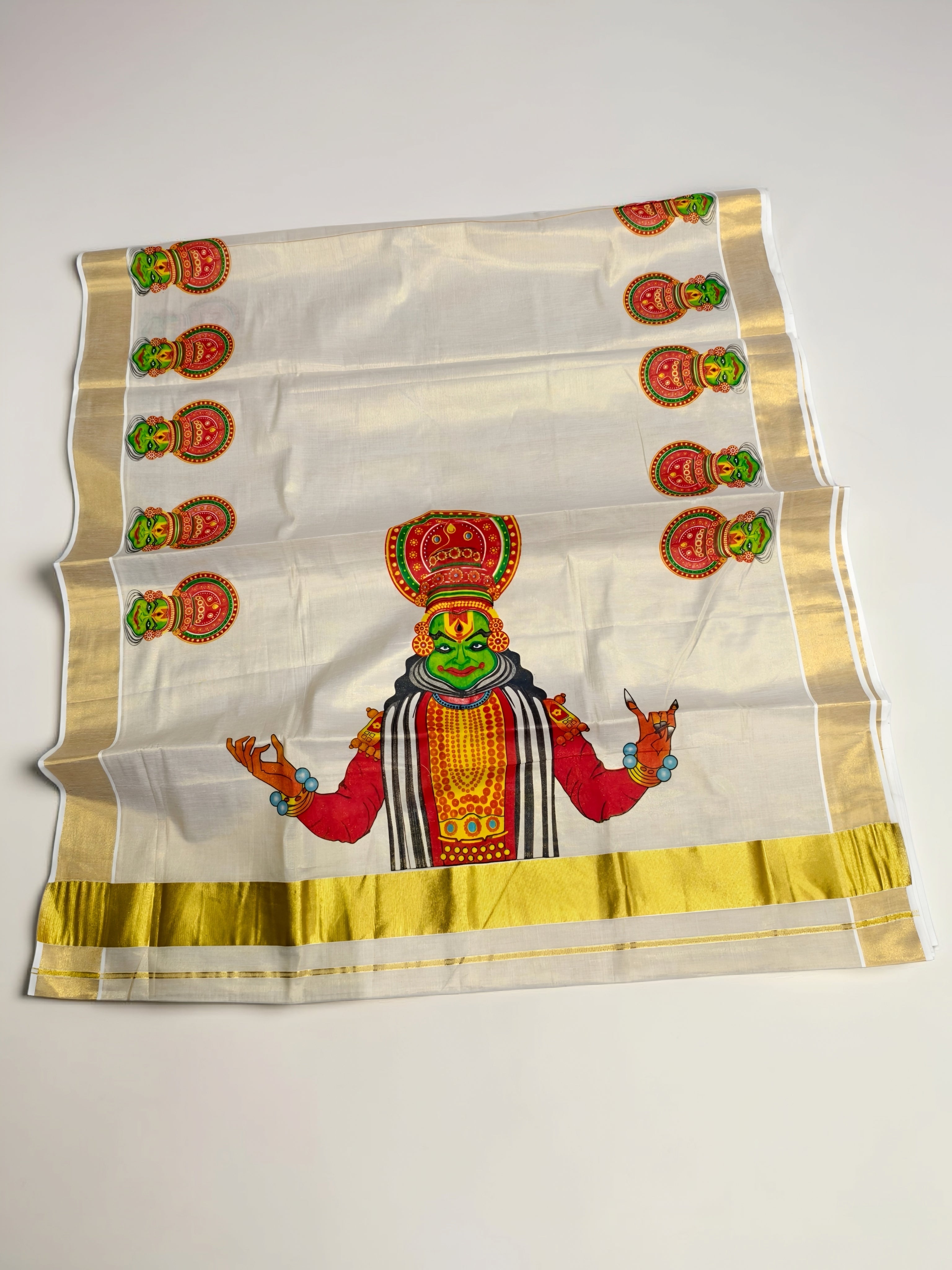 Kerala Tissue Saree with Big Print Onam exclusive with blouse
