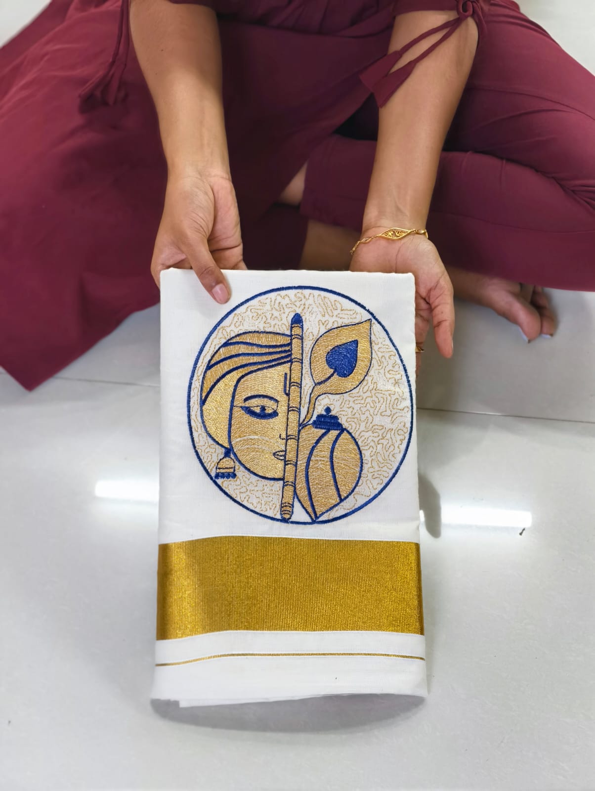 Pure Cotton Embroidery Saree Full body with blouse