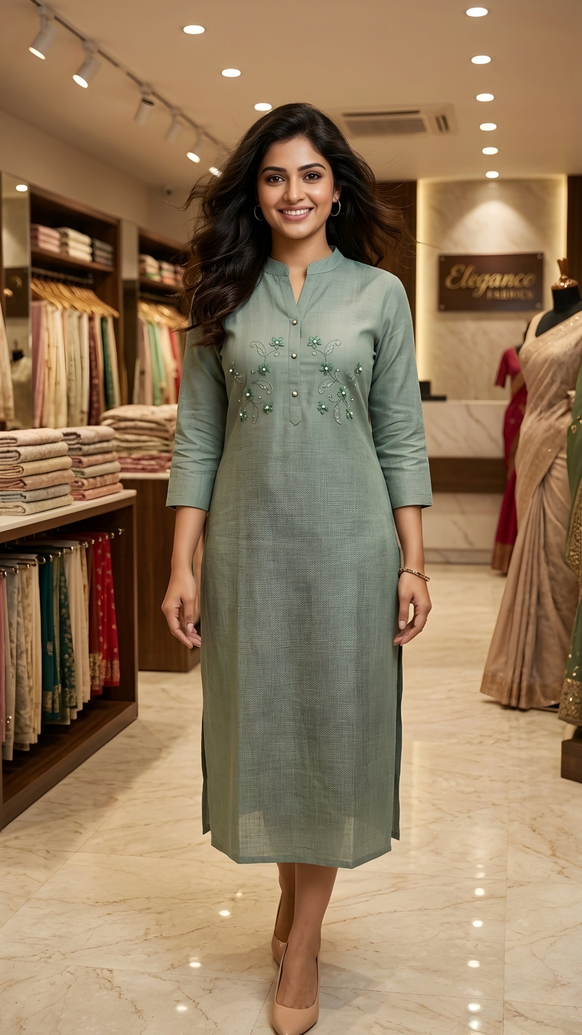 Summer Cotton Kurti for Ladies with elegant embroidery design