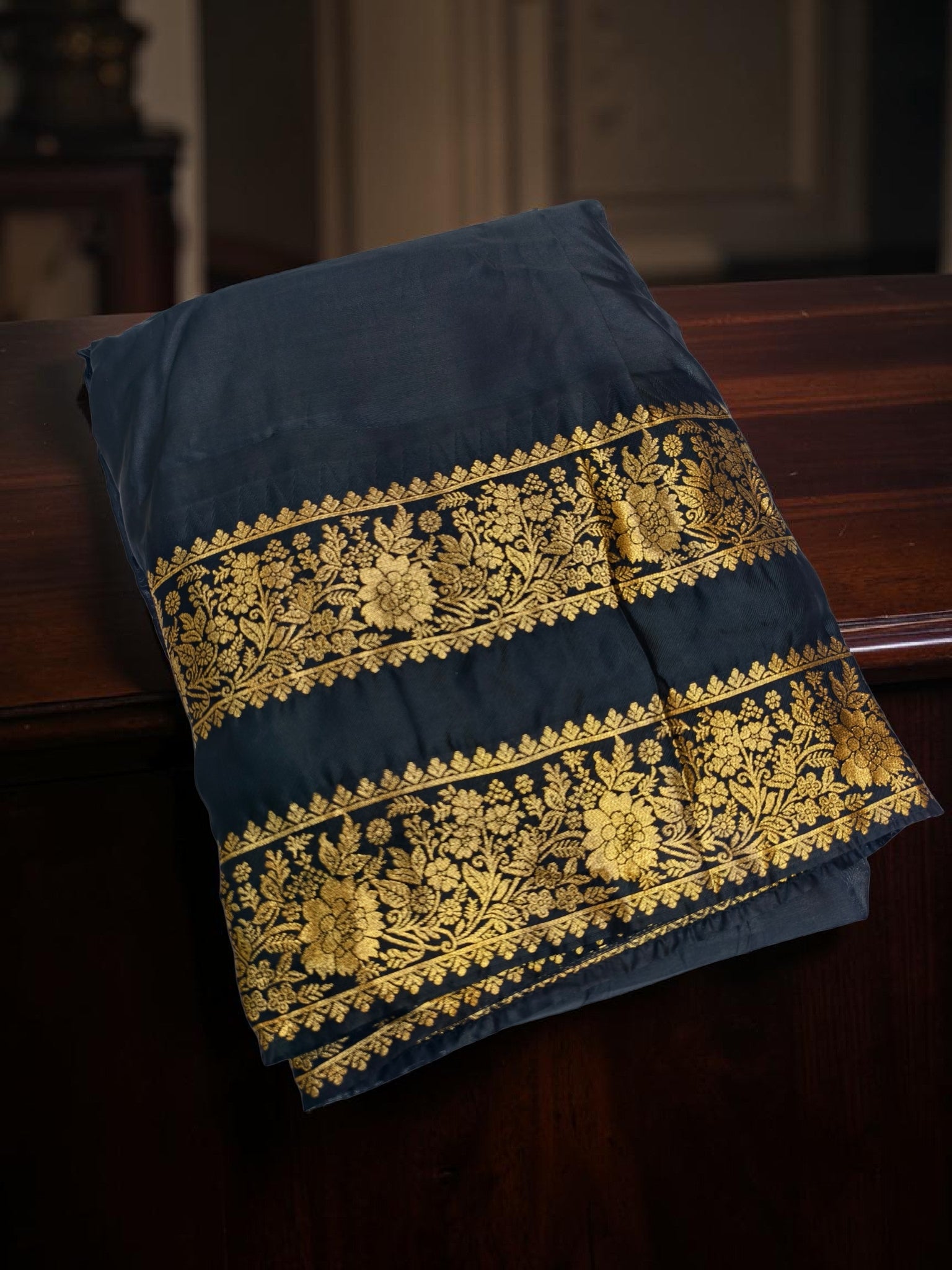 Kanchi cotton style  Davani with rettapeta border with blouse 3 psc set