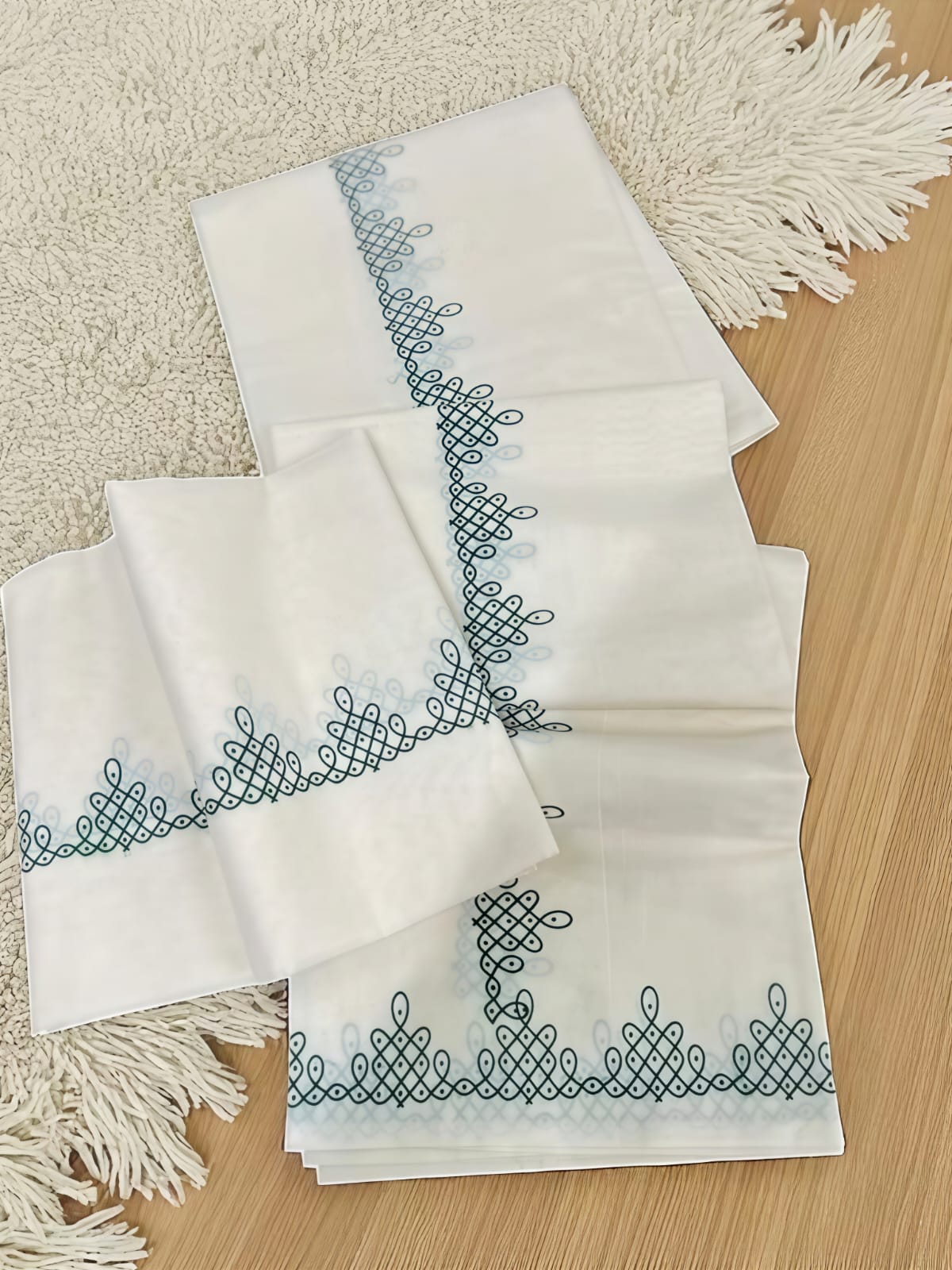 Rangoli print cotton set mundu with extra length 2.80 meter