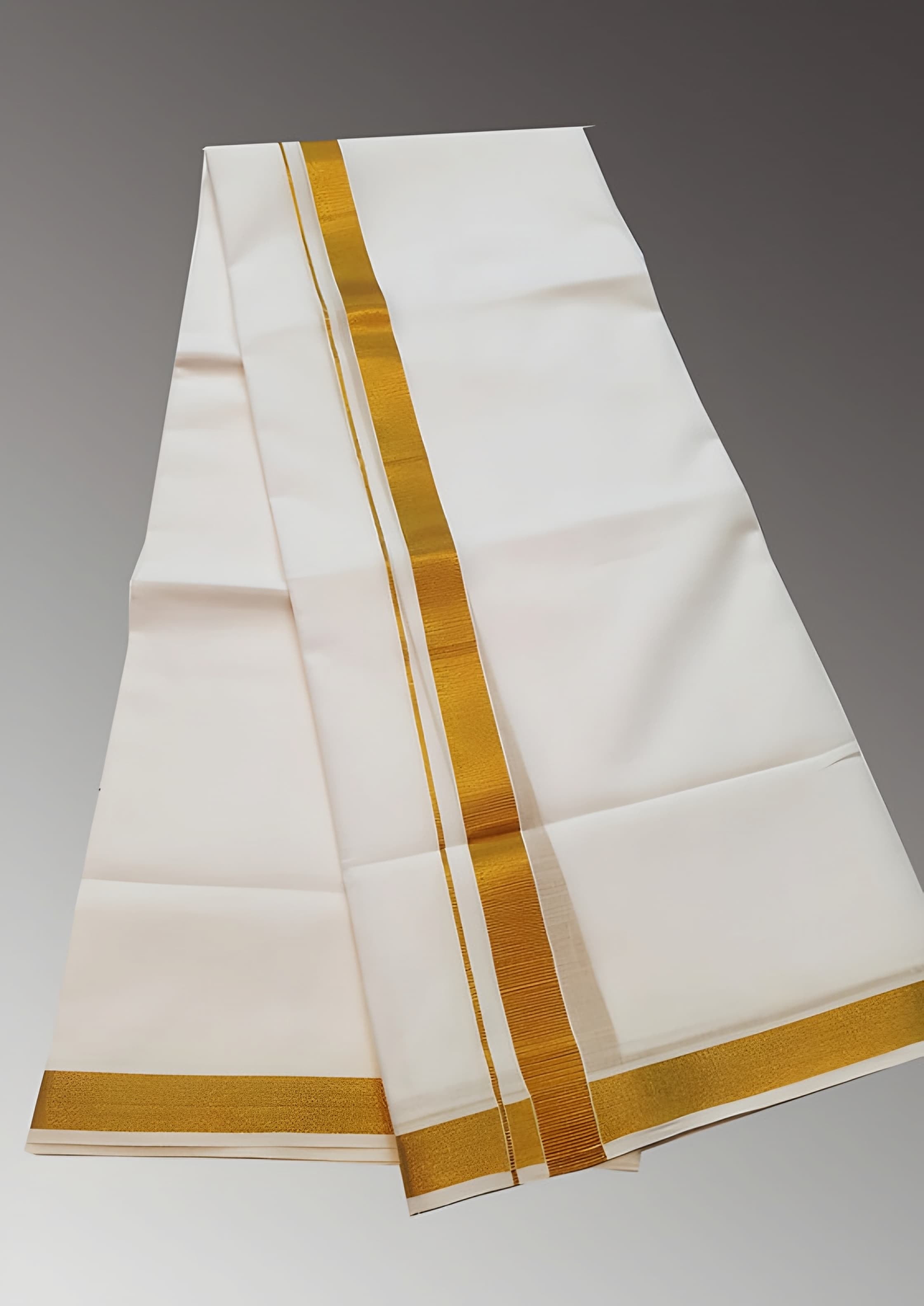 Kuthampully Mens White Cotton Dhoti (4 mtr)