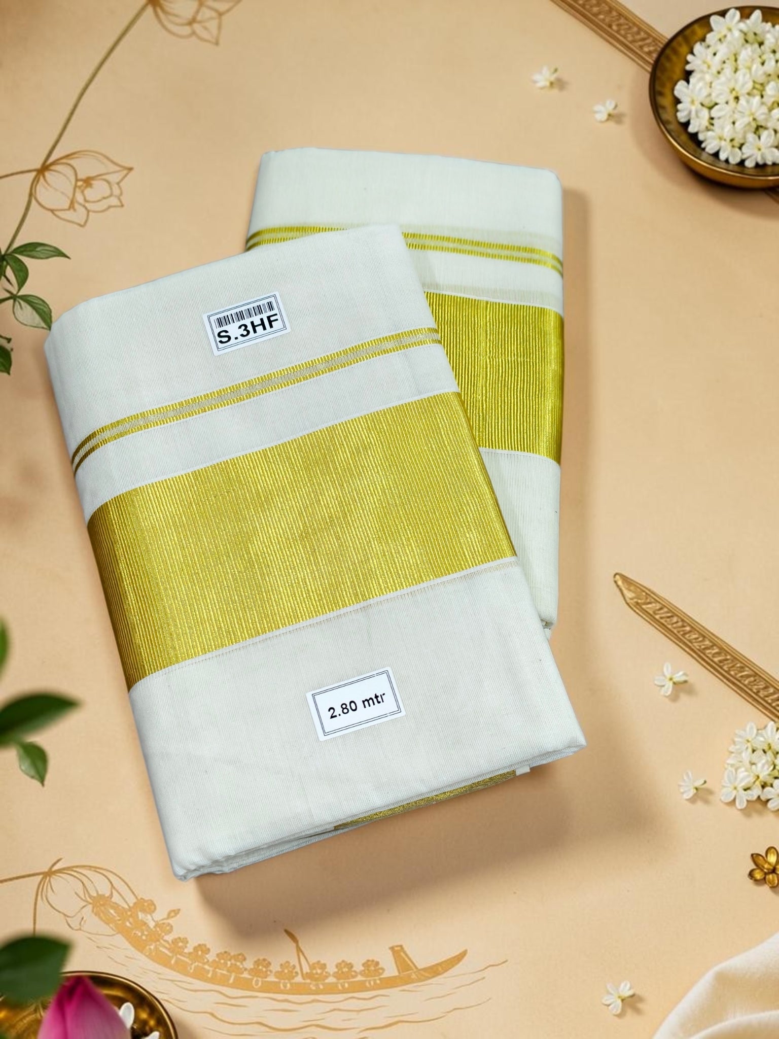 Handloom Kasavu Pure quality Set mundu _ extra length