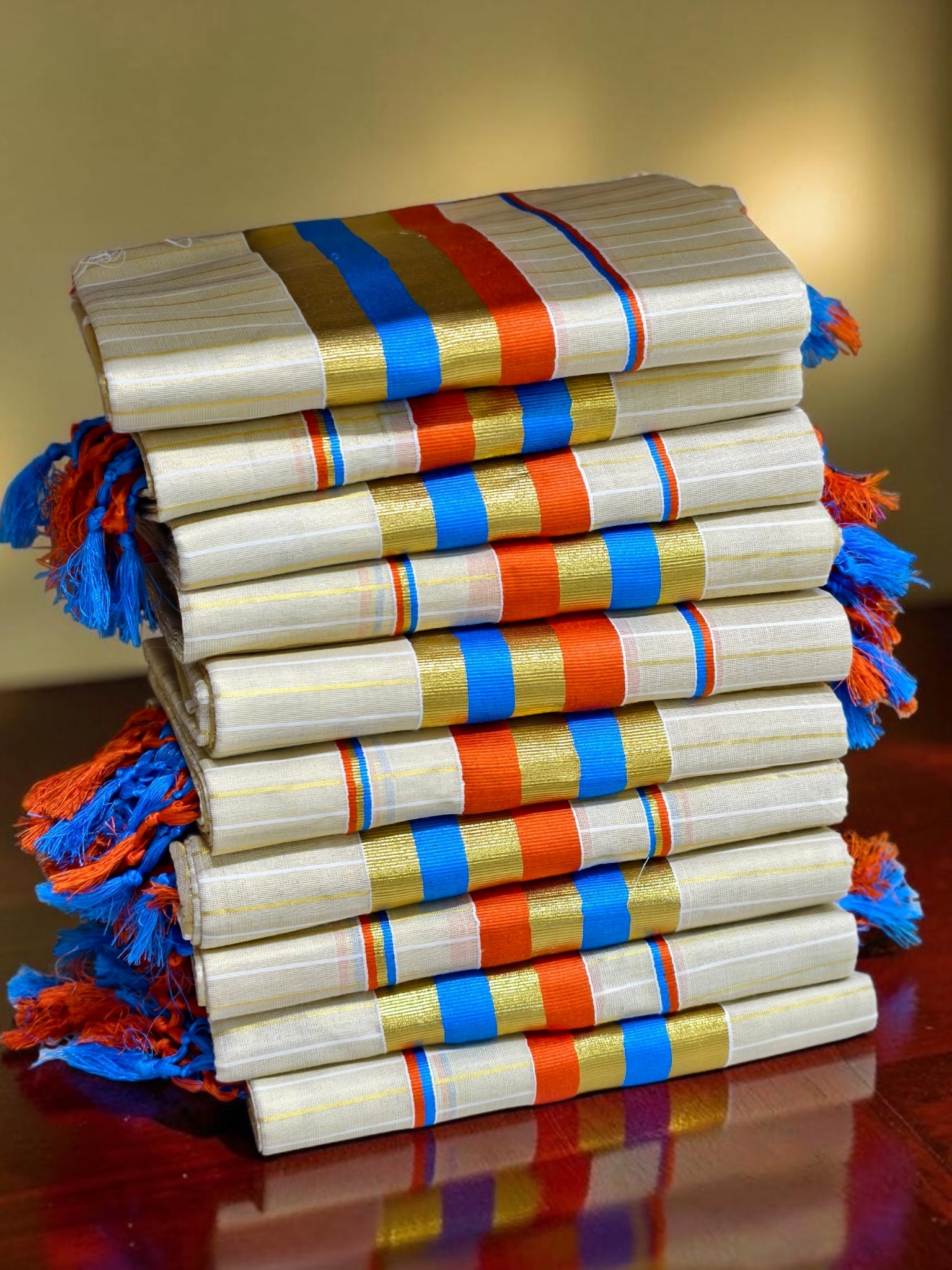 Tissue Set Mundu with multicolored border