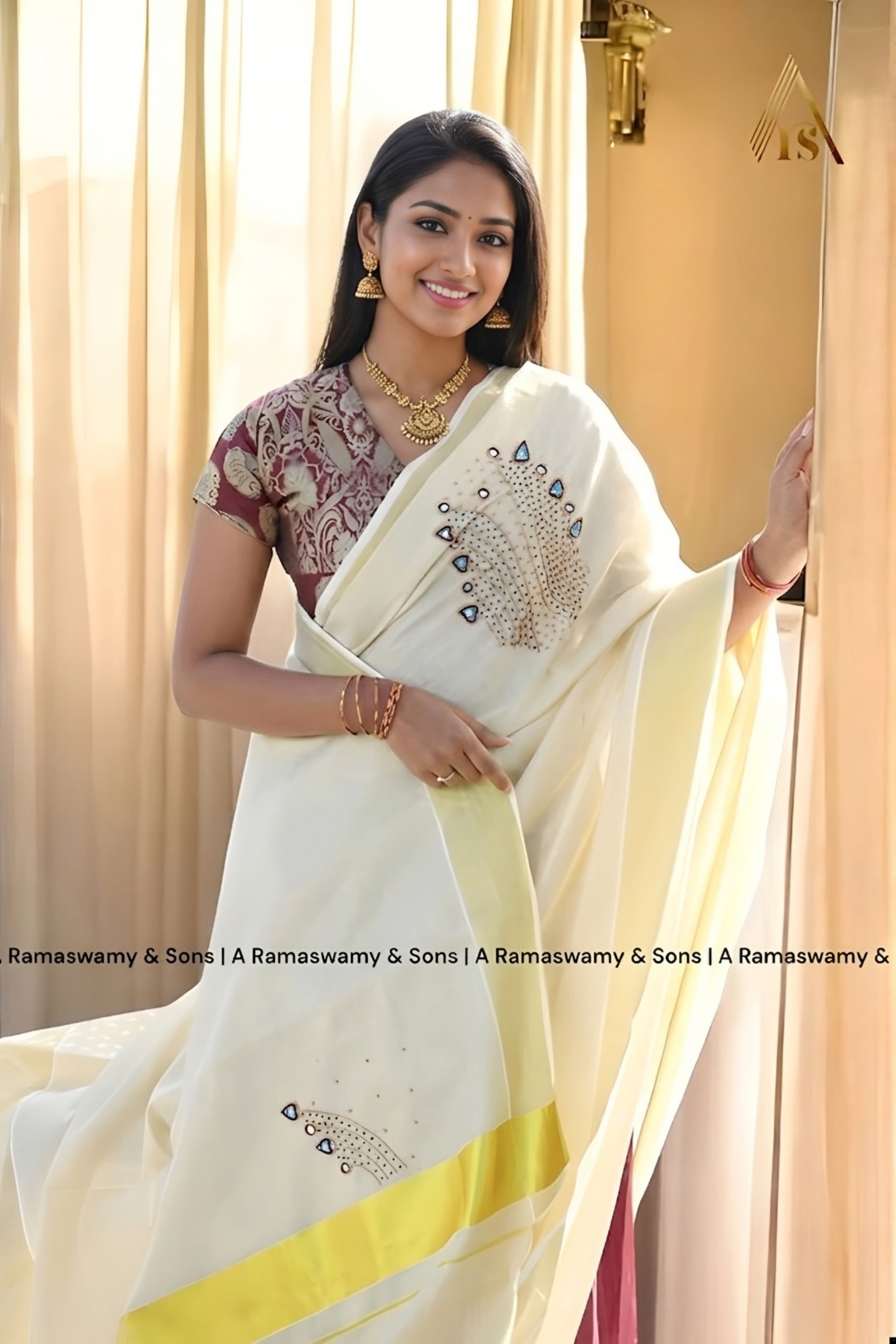Luxury Tissue Saree Premium Handwork in Exclusive design _ Kerala saree 6.25mtr
