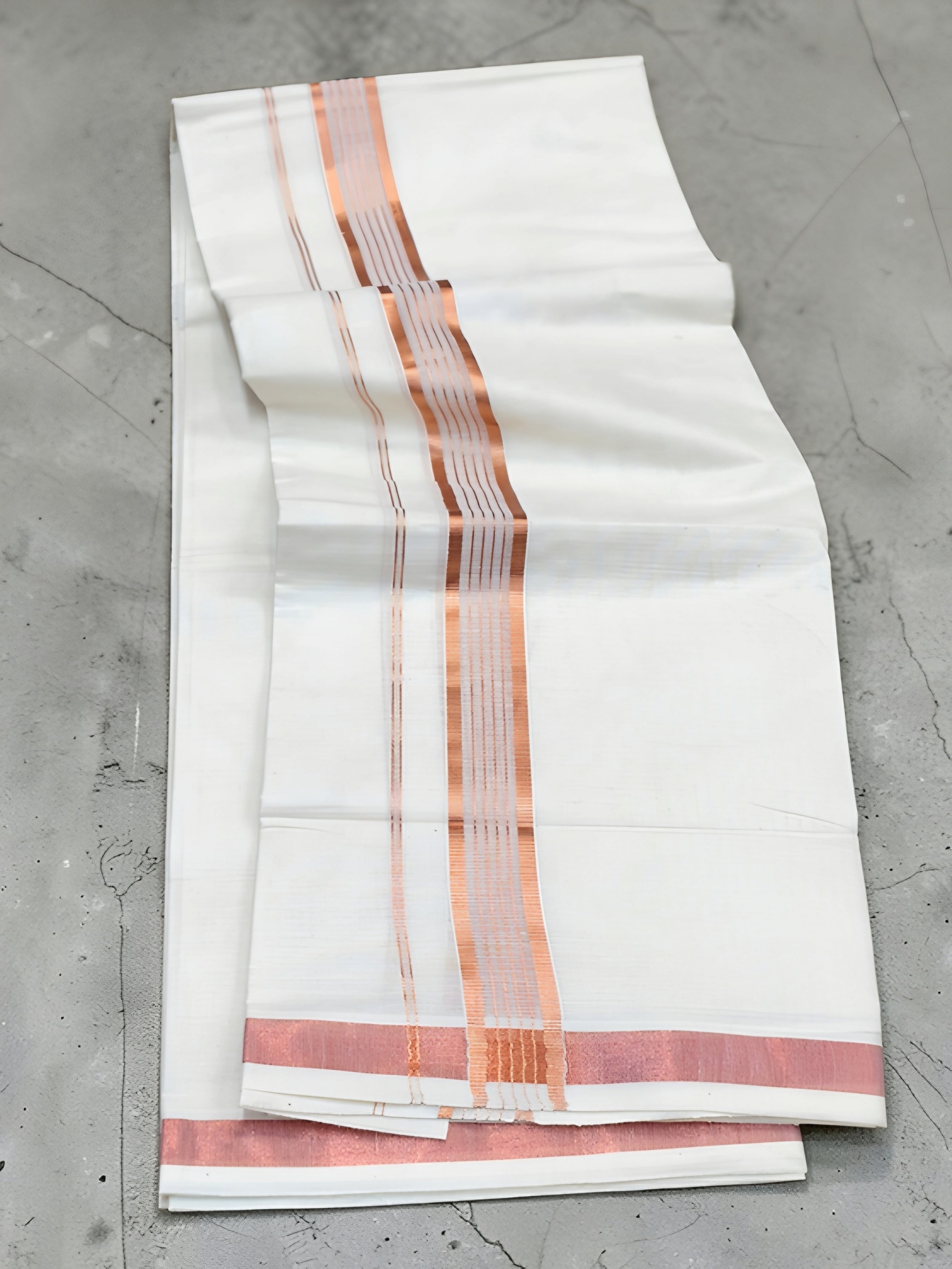Copper style mens double dhoti 4 meter Pure cotton with high quality copper jeri