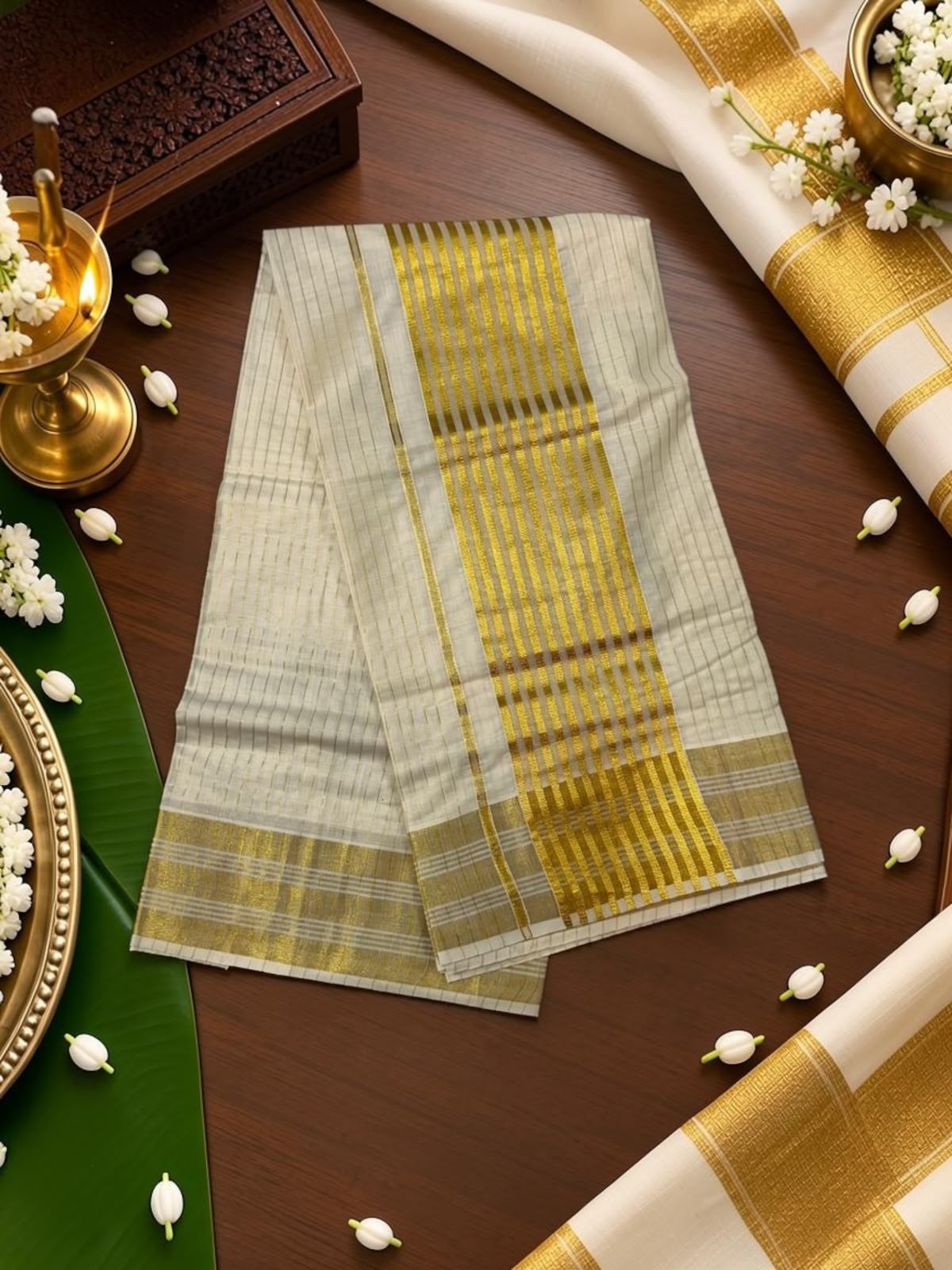 Tissue Stripe Saree with Border design blouse included