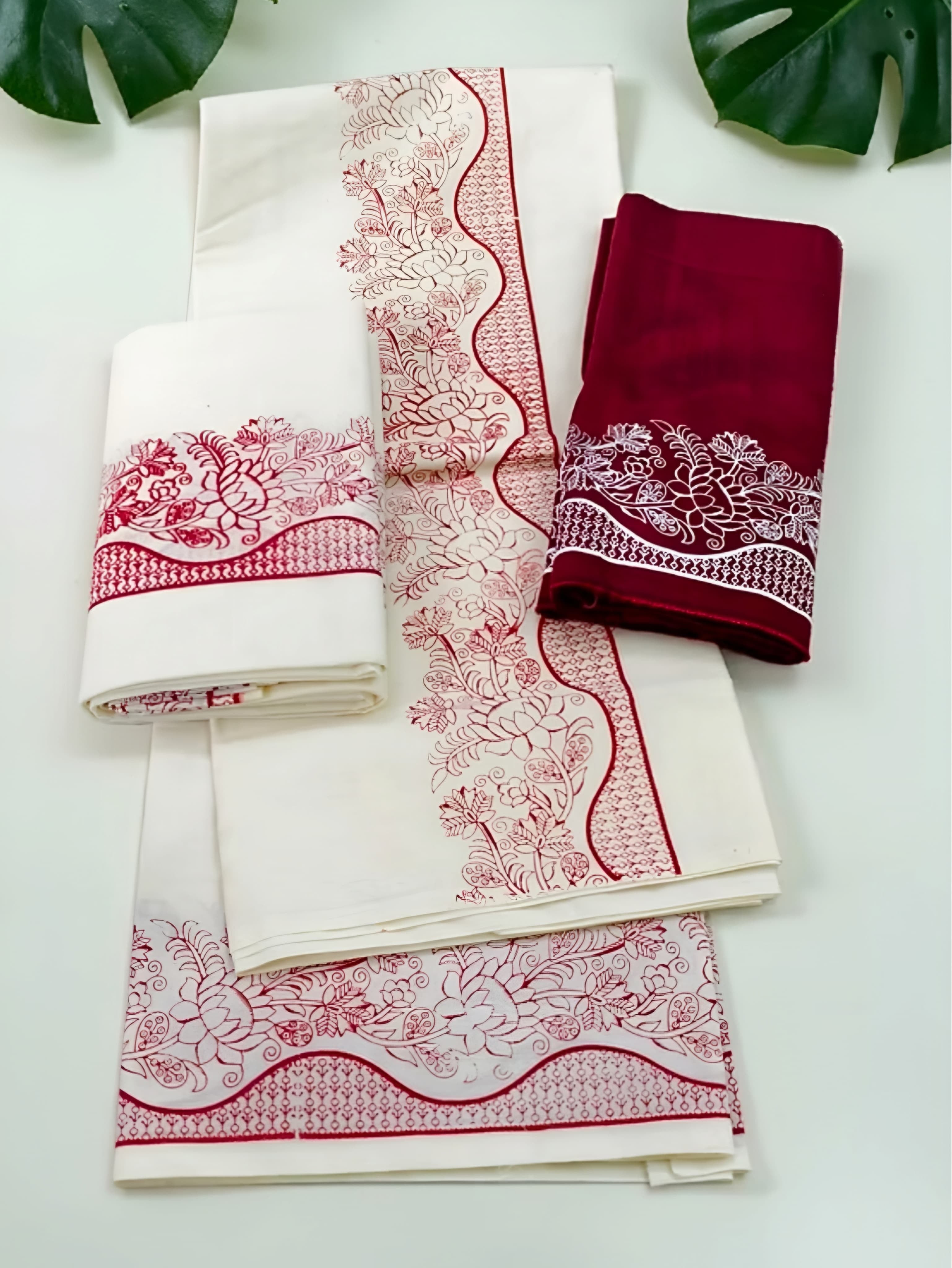 Kerala Set mundu trending collection with blouse full print extra length
