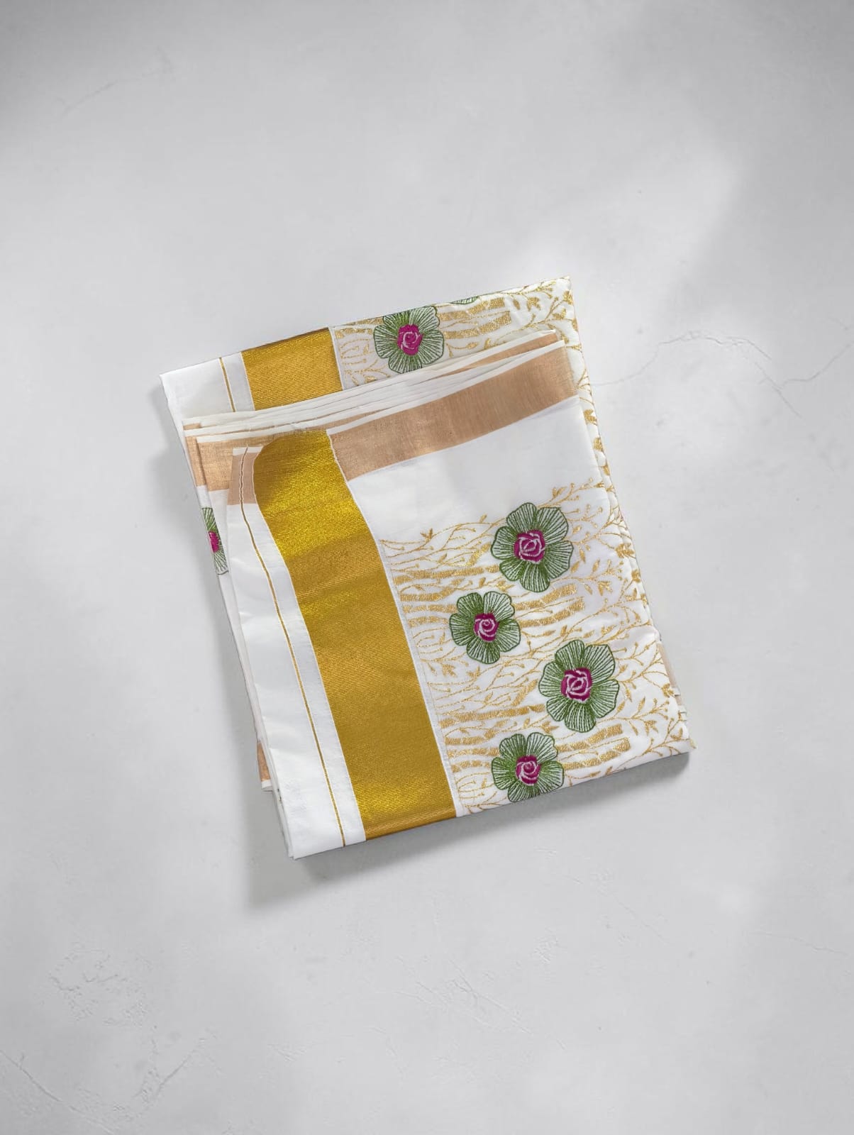 Pure Cotton Embroidery Saree Full body with blouse Flower Embroidery