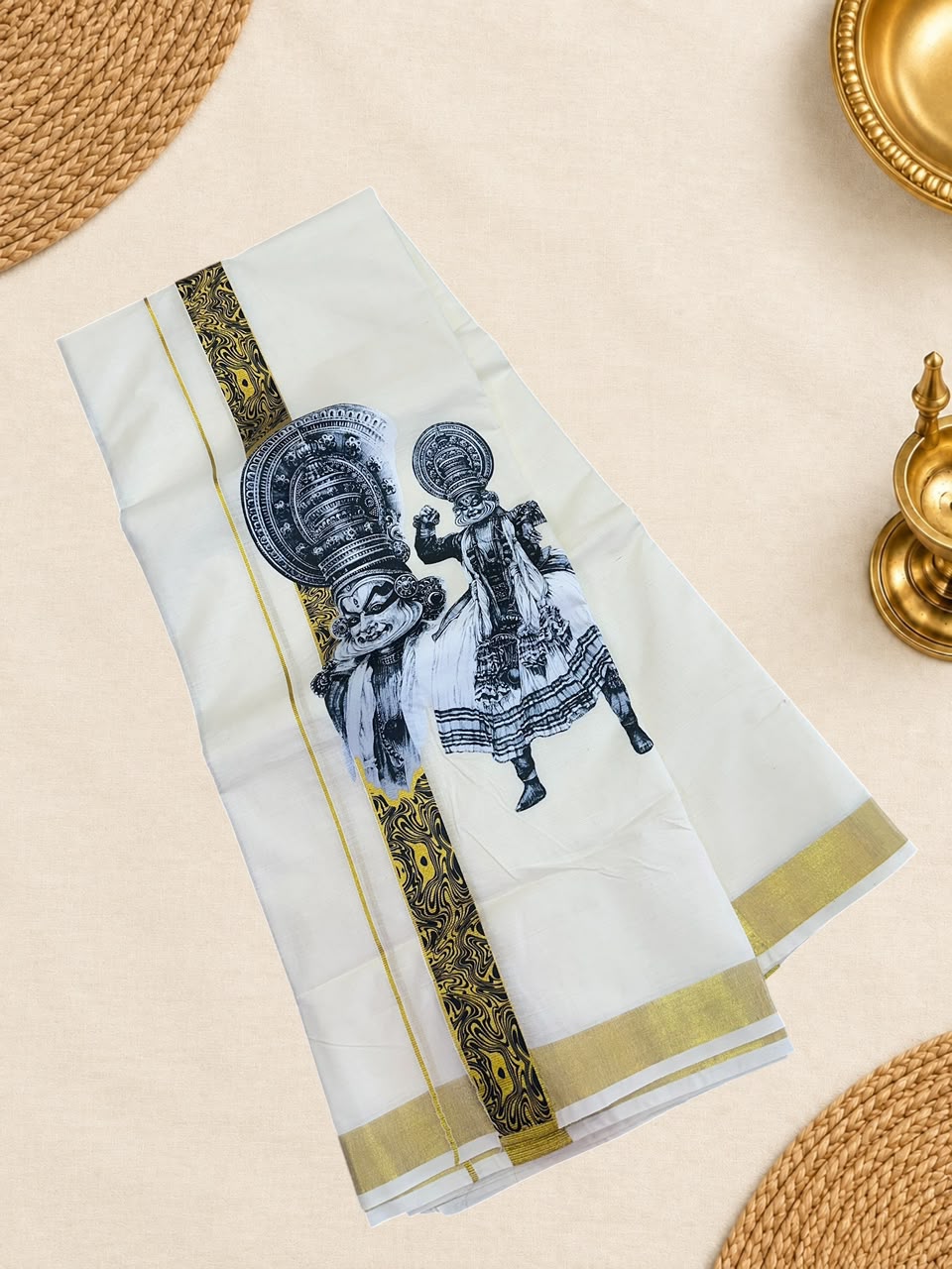 Kerala Traditional Cotton Dhoti with design