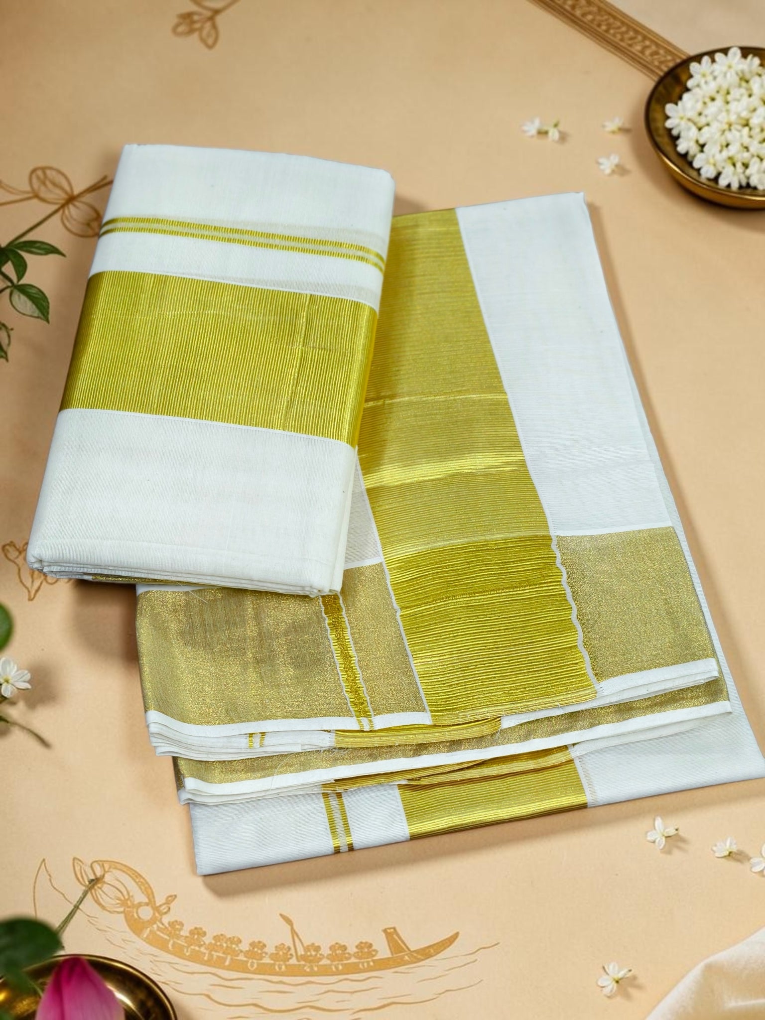 Handloom Kasavu Pure quality Set mundu _ extra length