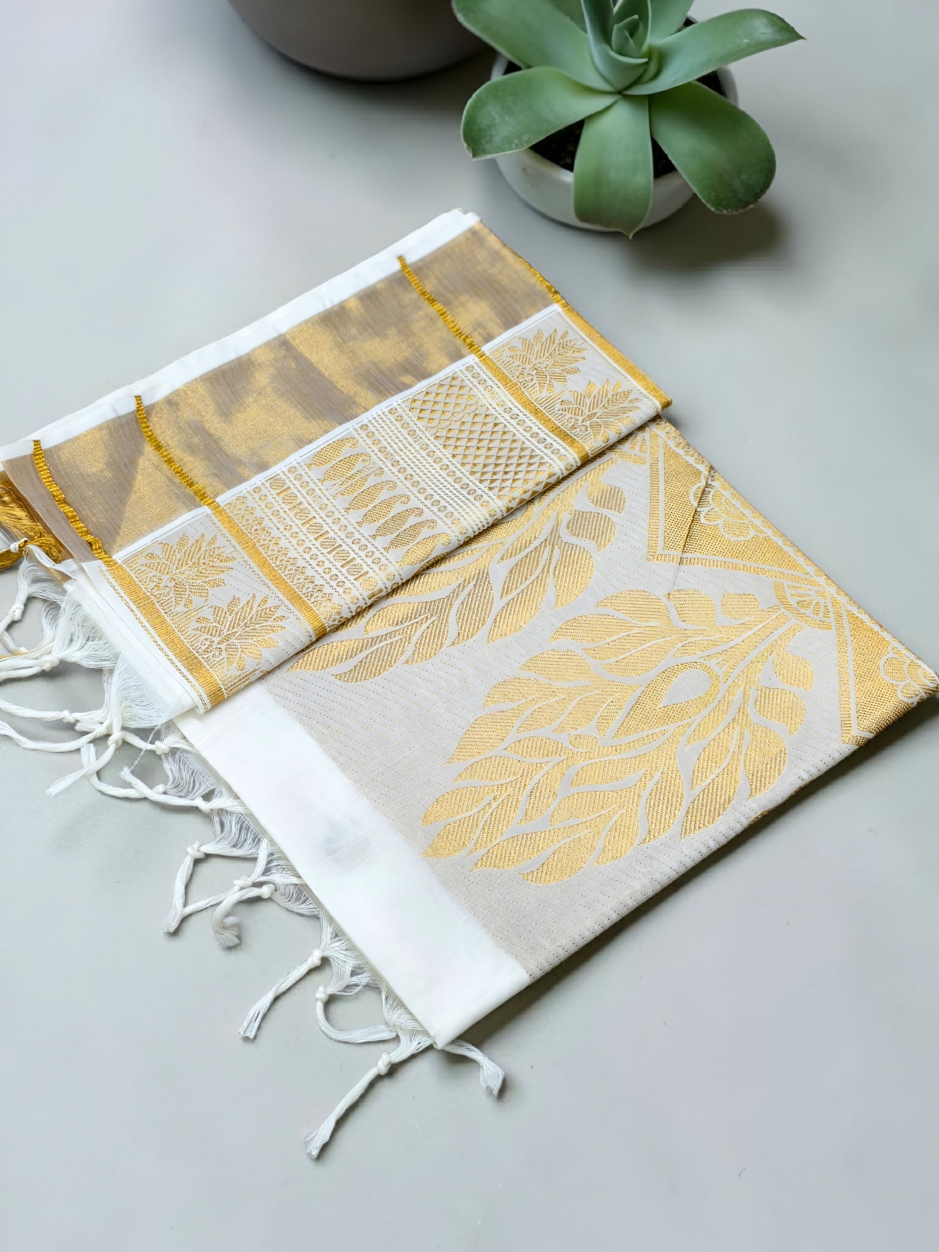 Rich Pallu pure cotton body full work saree Handloom replica