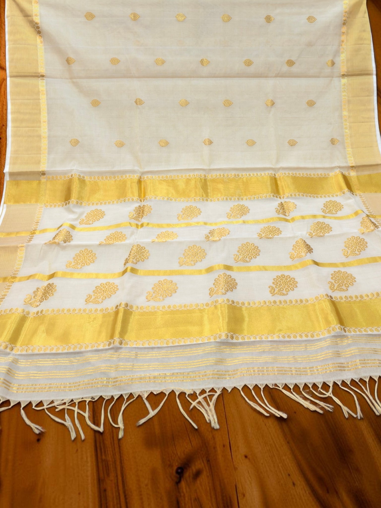 Pure Handlooom Tissue Flower puttas all over the body with blouse / Handlooom