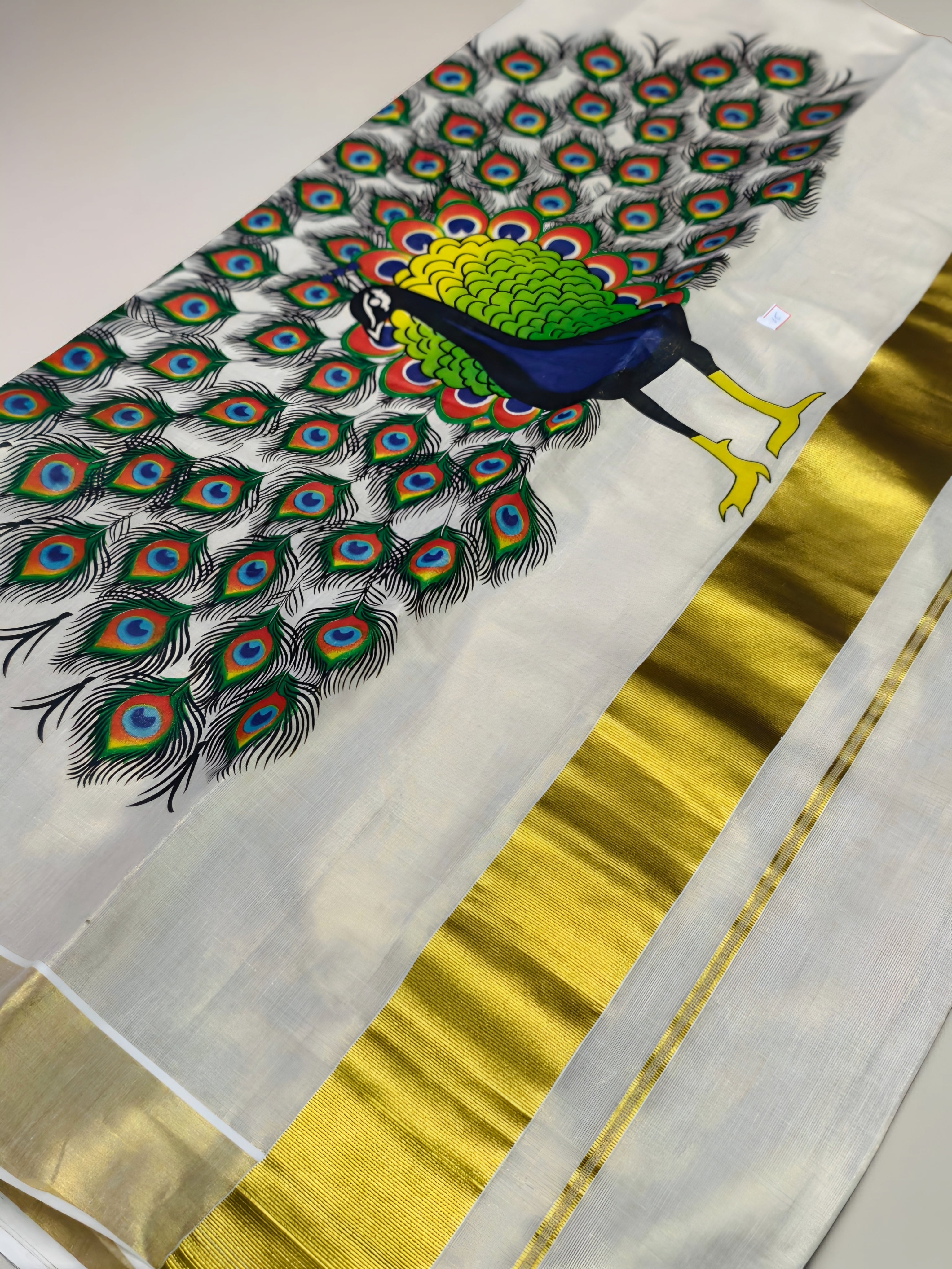 Kerala Tissue Saree with Big Print Onam exclusive with blouse
