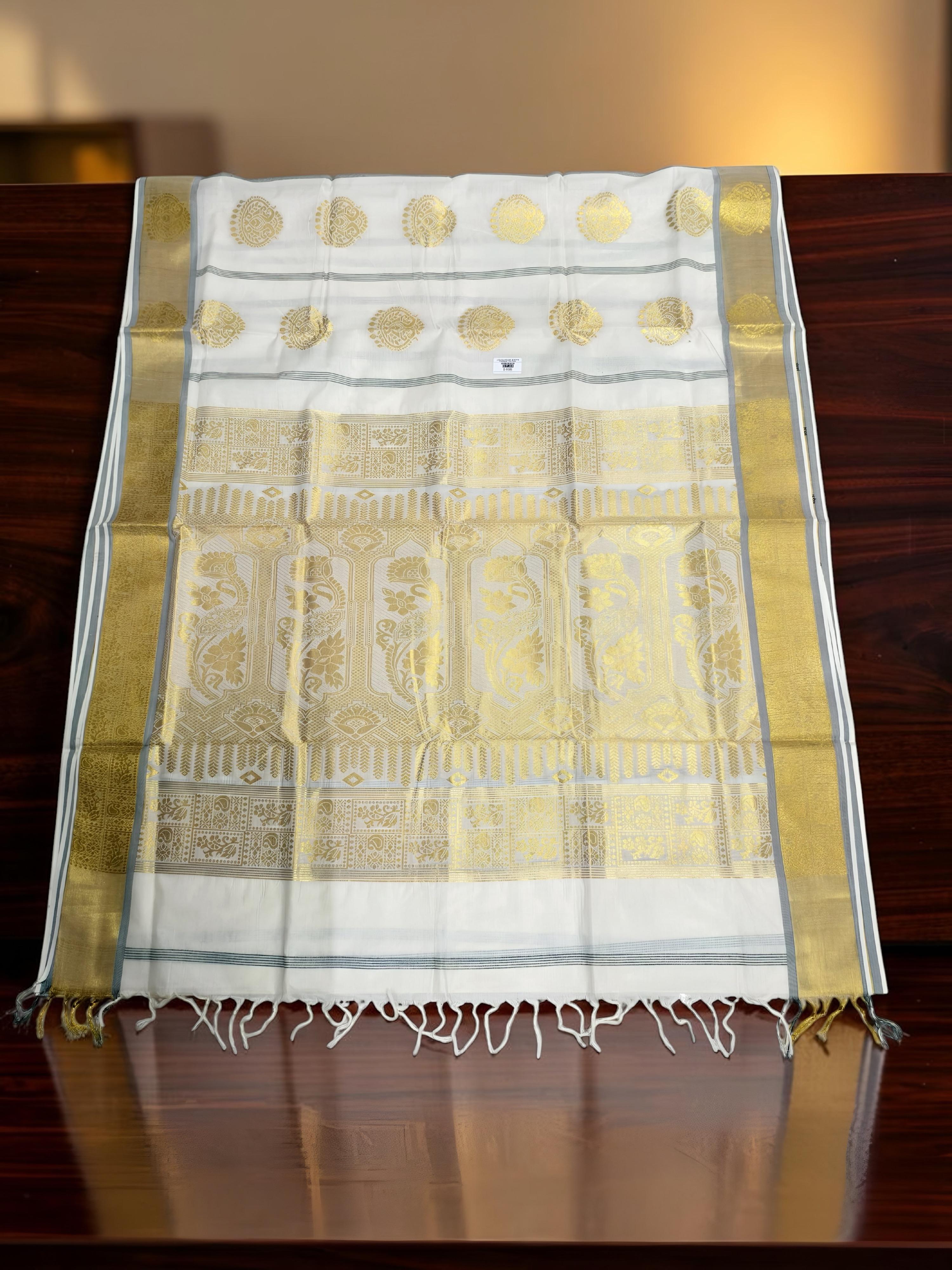 Onam Rich Pallu Saree with full body Jacquard work with blouse / kerala saree