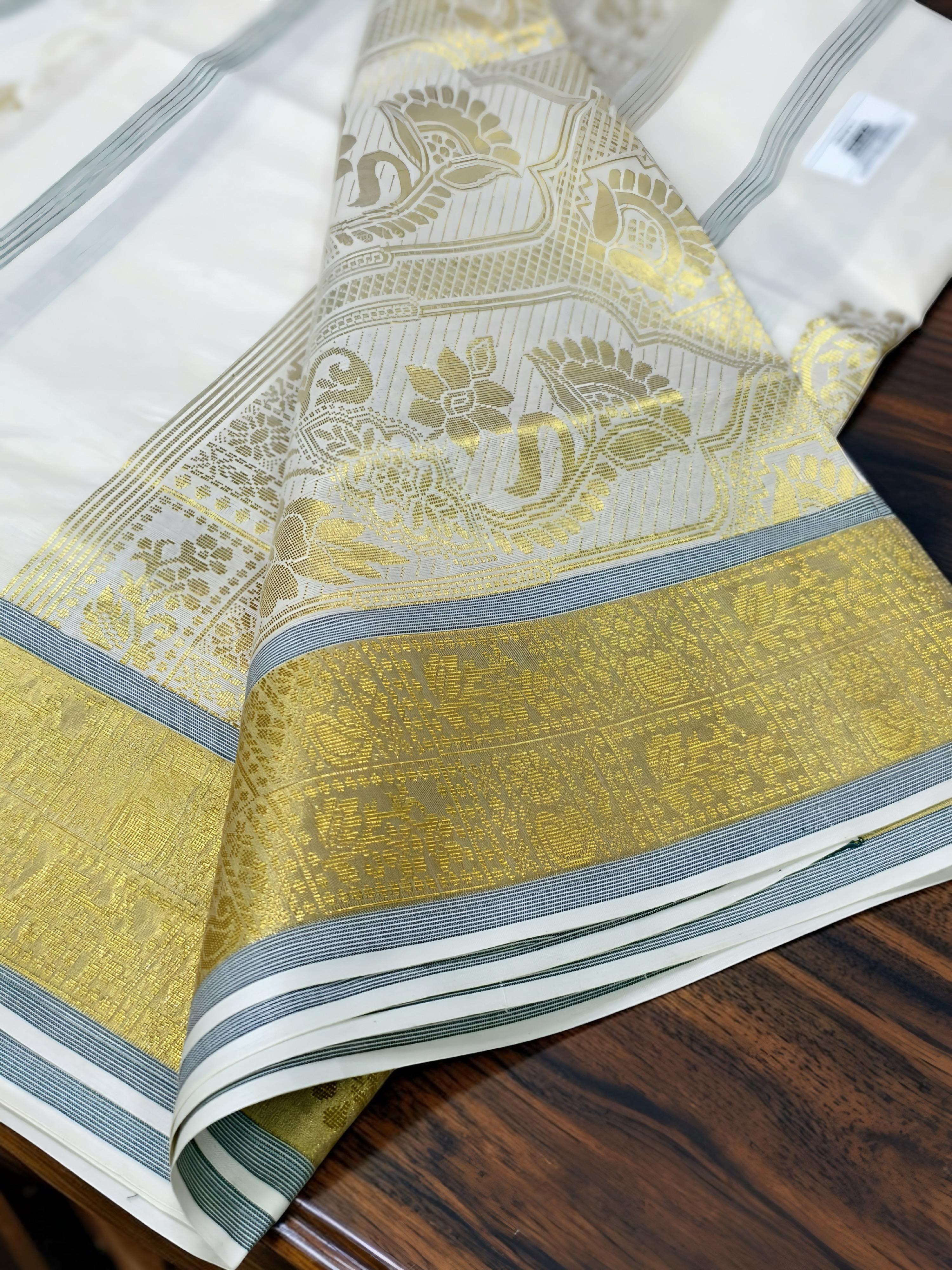 Onam Rich Pallu Saree with full body Jacquard work with blouse / kerala saree