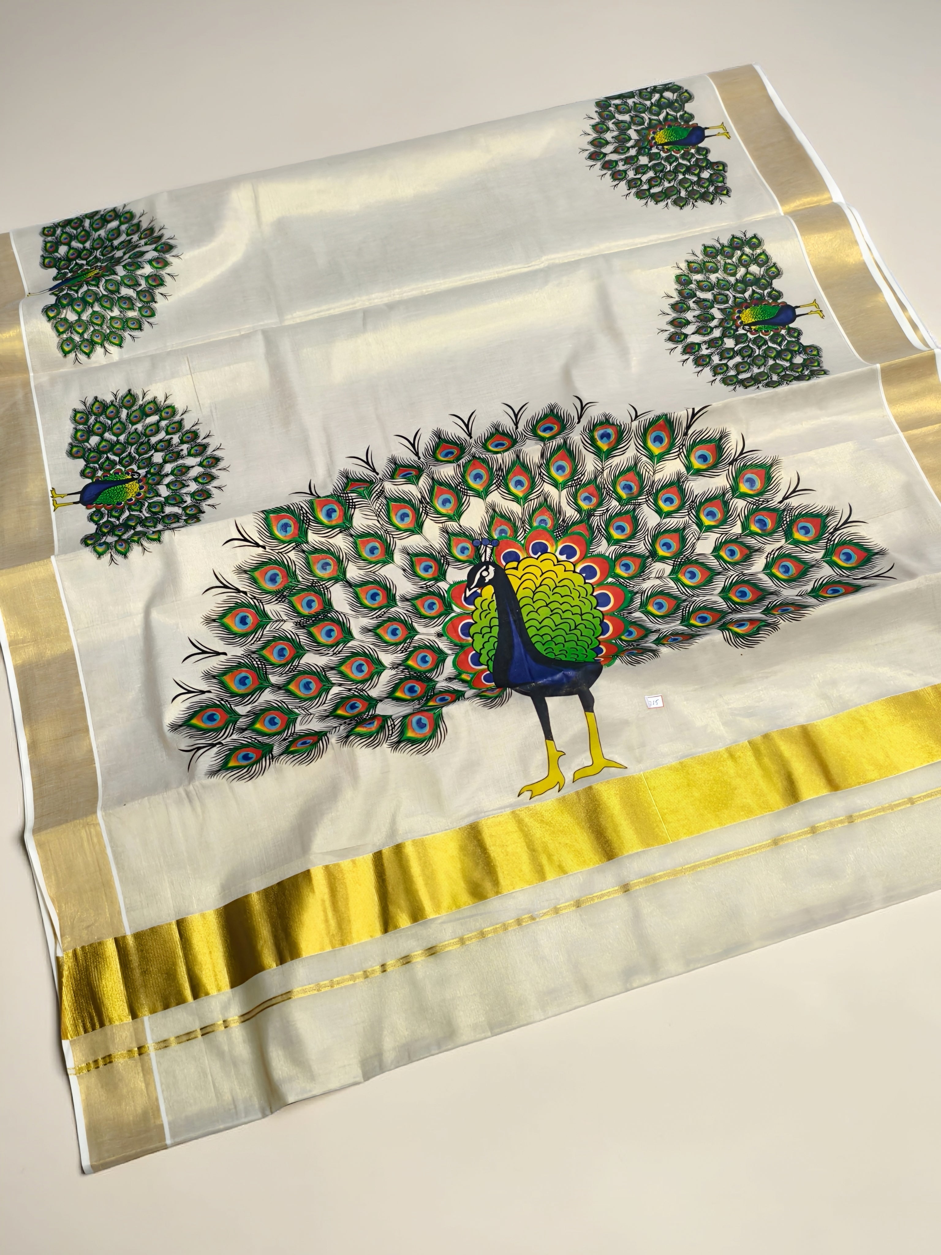 Kerala Tissue Saree with Big Print Onam exclusive with blouse