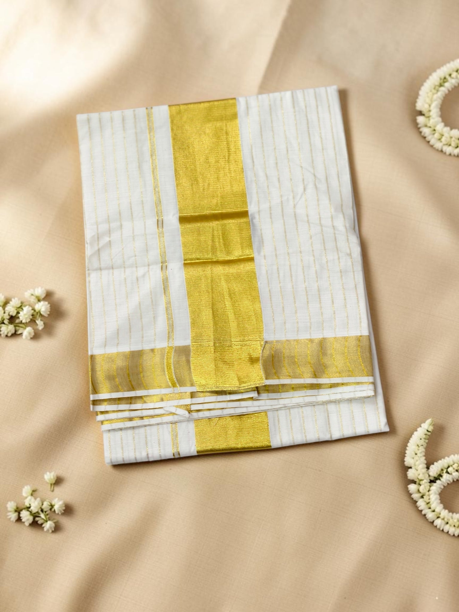 Handloom replica premium kasavu saree stripe with blouse