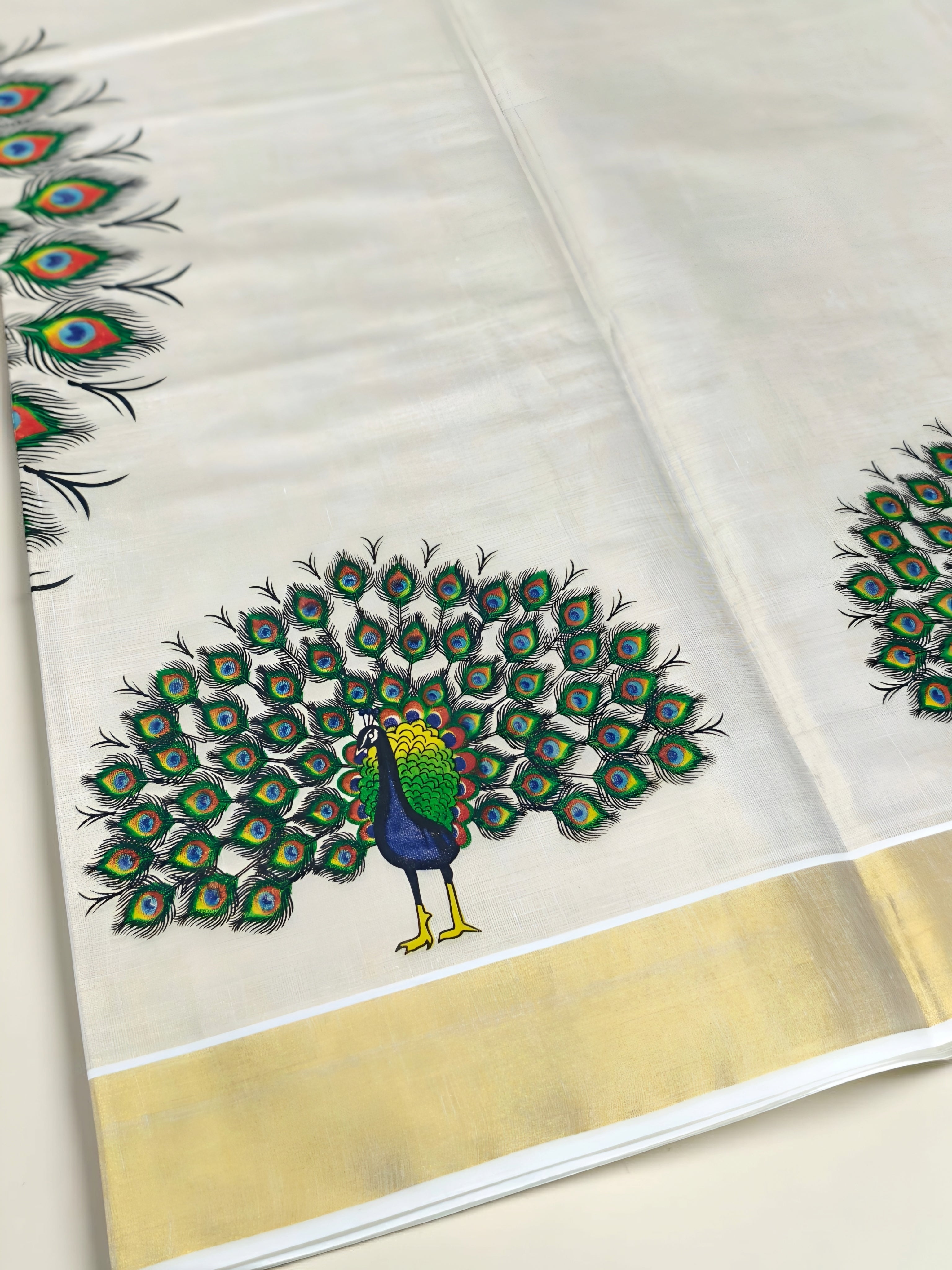 Kerala Tissue Saree with Big Print Onam exclusive with blouse