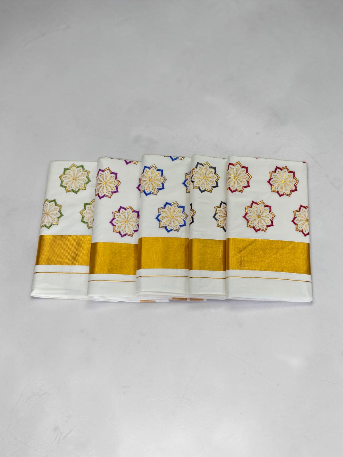 Pure Cotton Embroidery Saree Full body with blouse Flower Embroidery