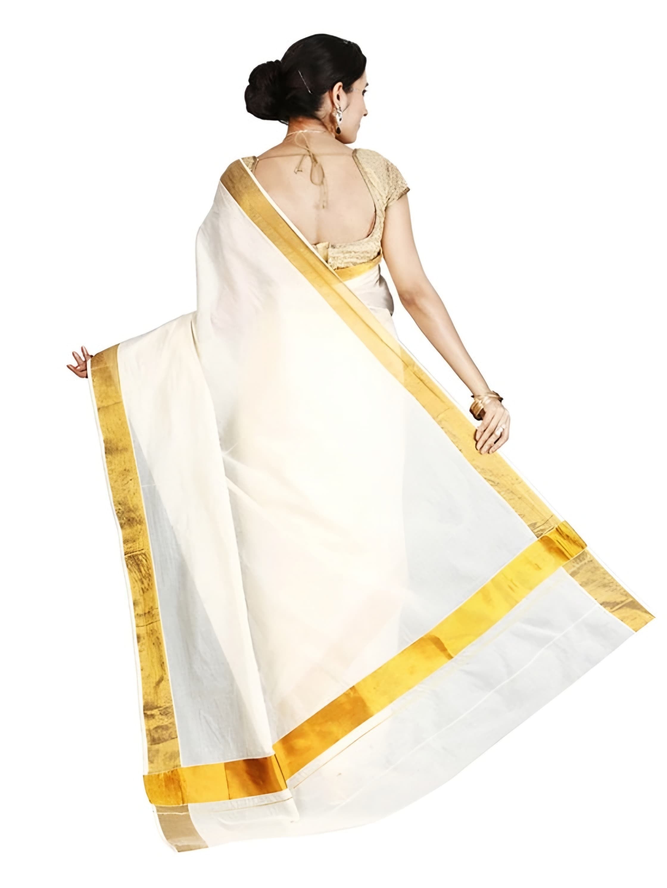Kuthampully Cotton Kasavu Saree with blouse (6.25 mtr) 1 inch, 2 inch, 3 inch,..