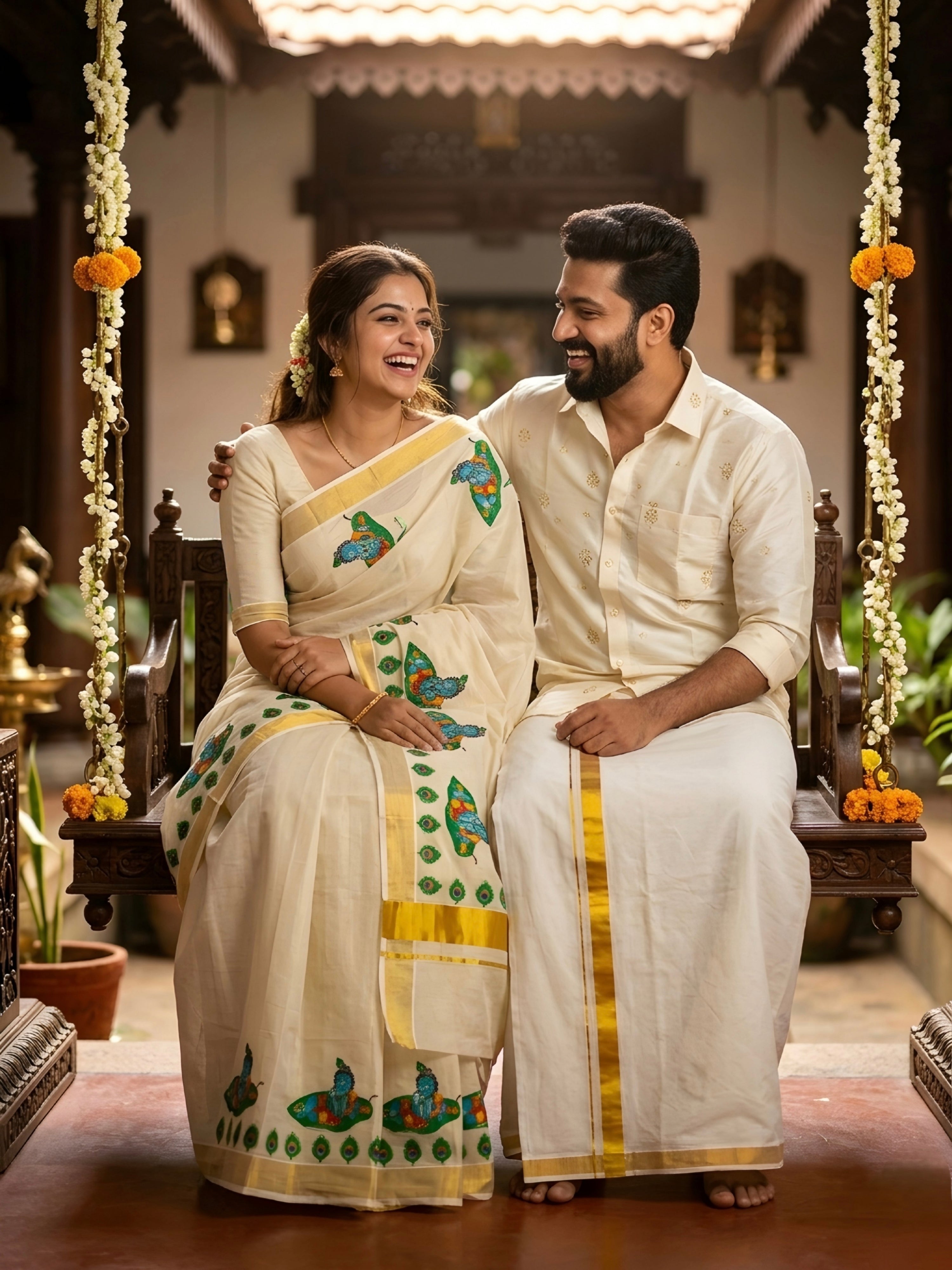 Kerala Tissue mural painting saree with blouse _ vishu collection
