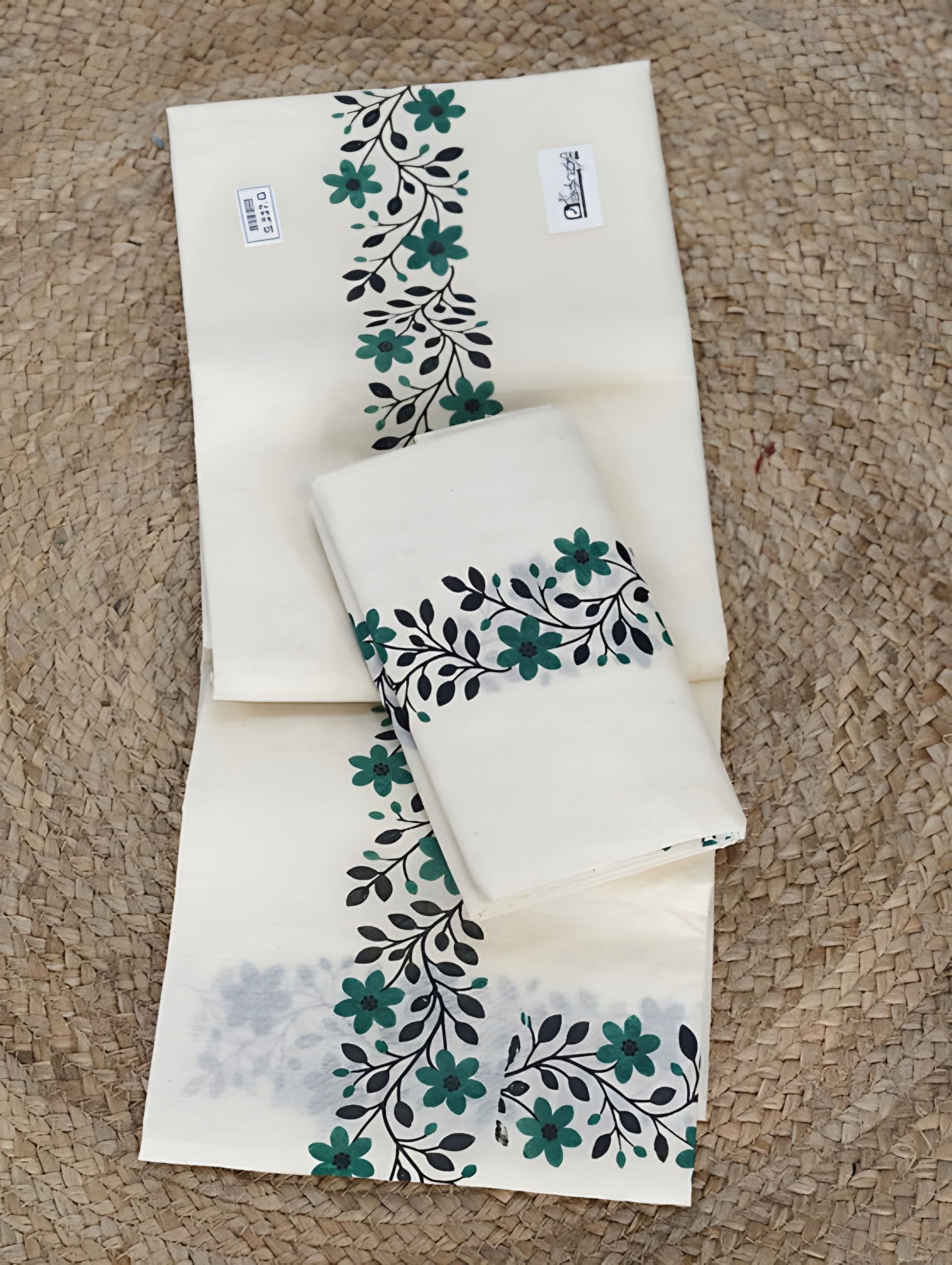 Malarvadi Set mundu Pure cotton Print design extra length 2.80 meter