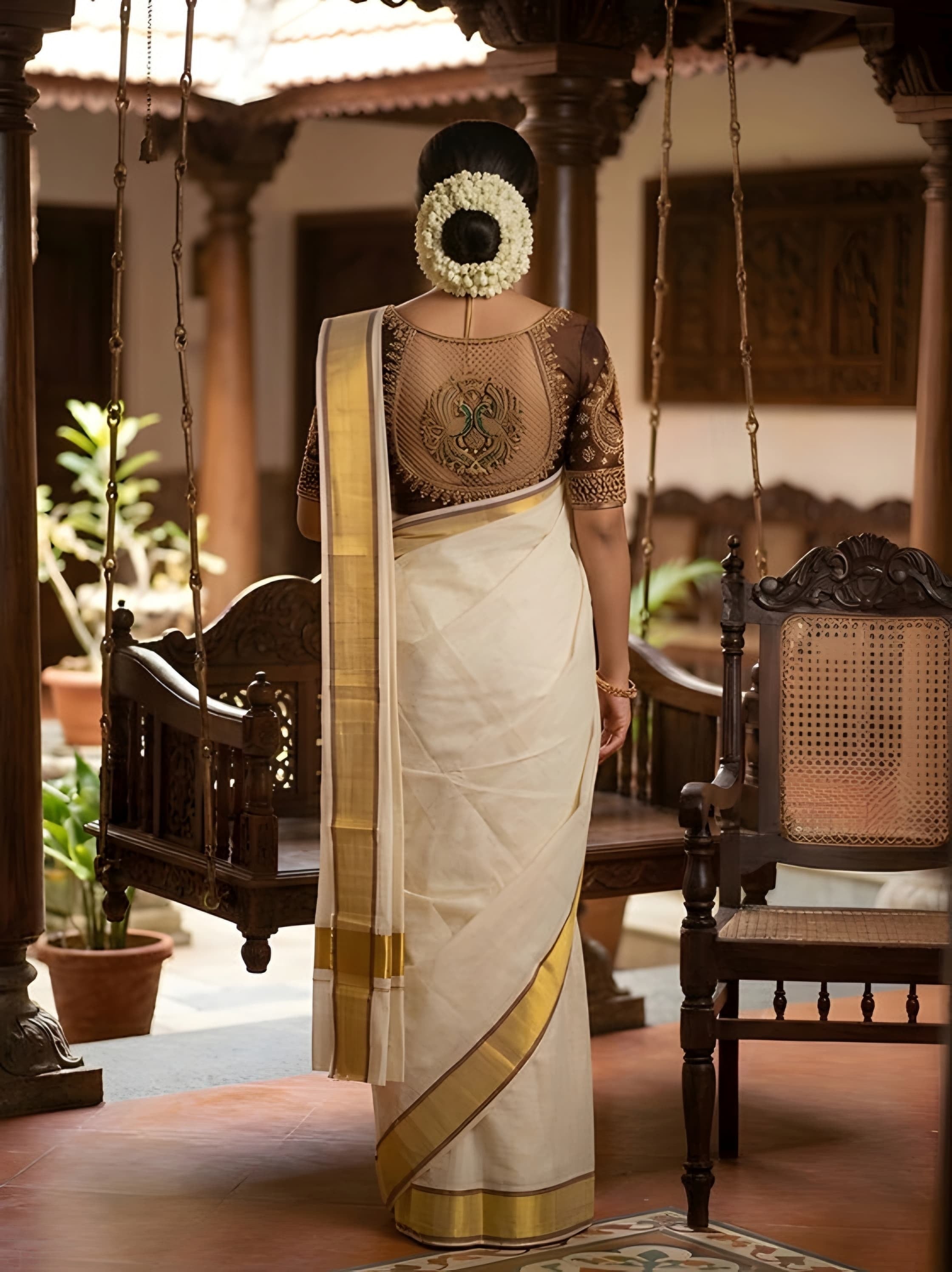 100% Pure Handloom ( Kayithiri ) Tissue Set Saree