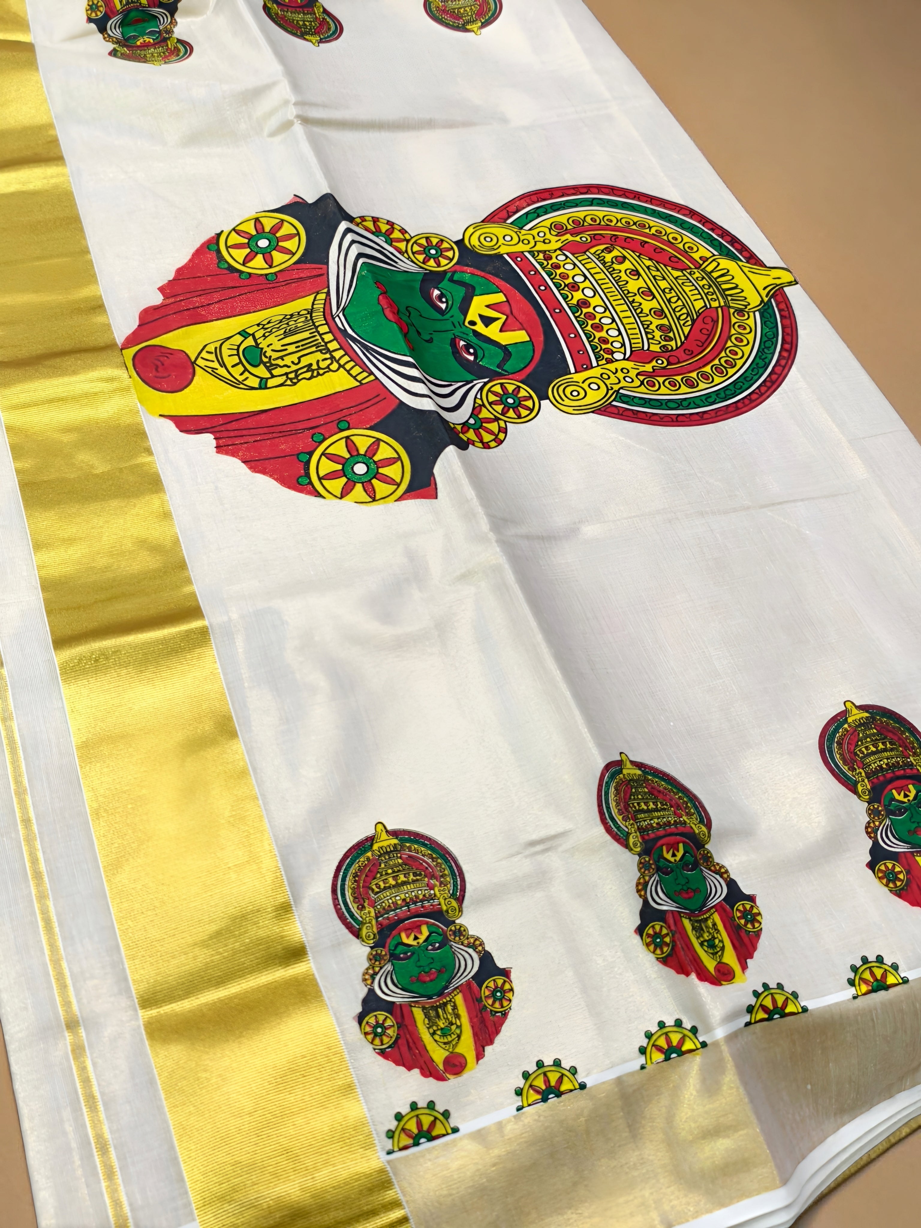 Kerala Tissue Saree with Big Print Onam exclusive with blouse