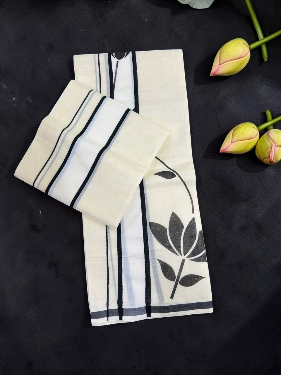 Trending Ladies Set mundu with long flower print