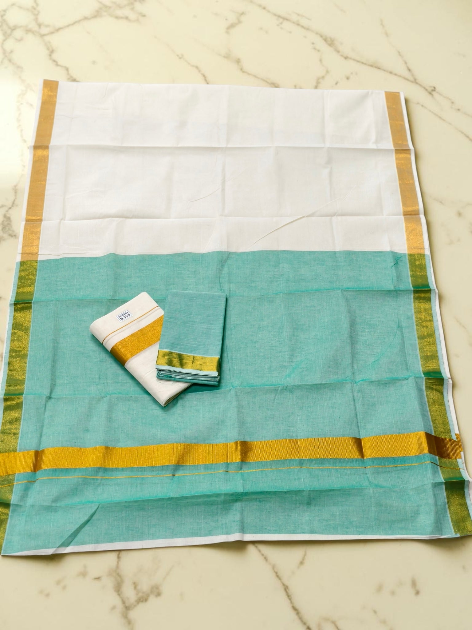 Kerala traditional contrast pall Set mundu with Blouse _ extra length